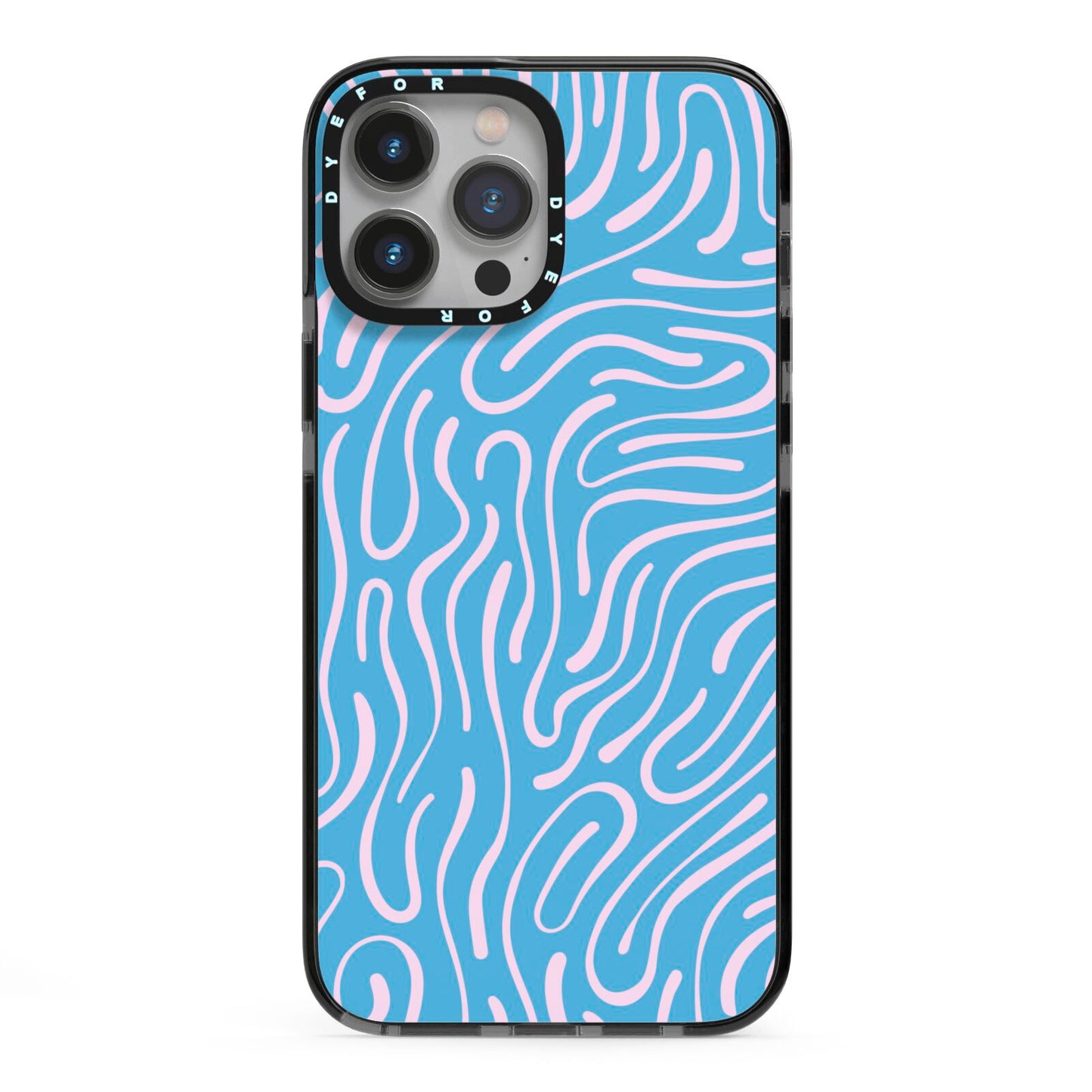 Abstract Ocean Pattern iPhone 13 Pro Max Black Impact Case on Silver phone