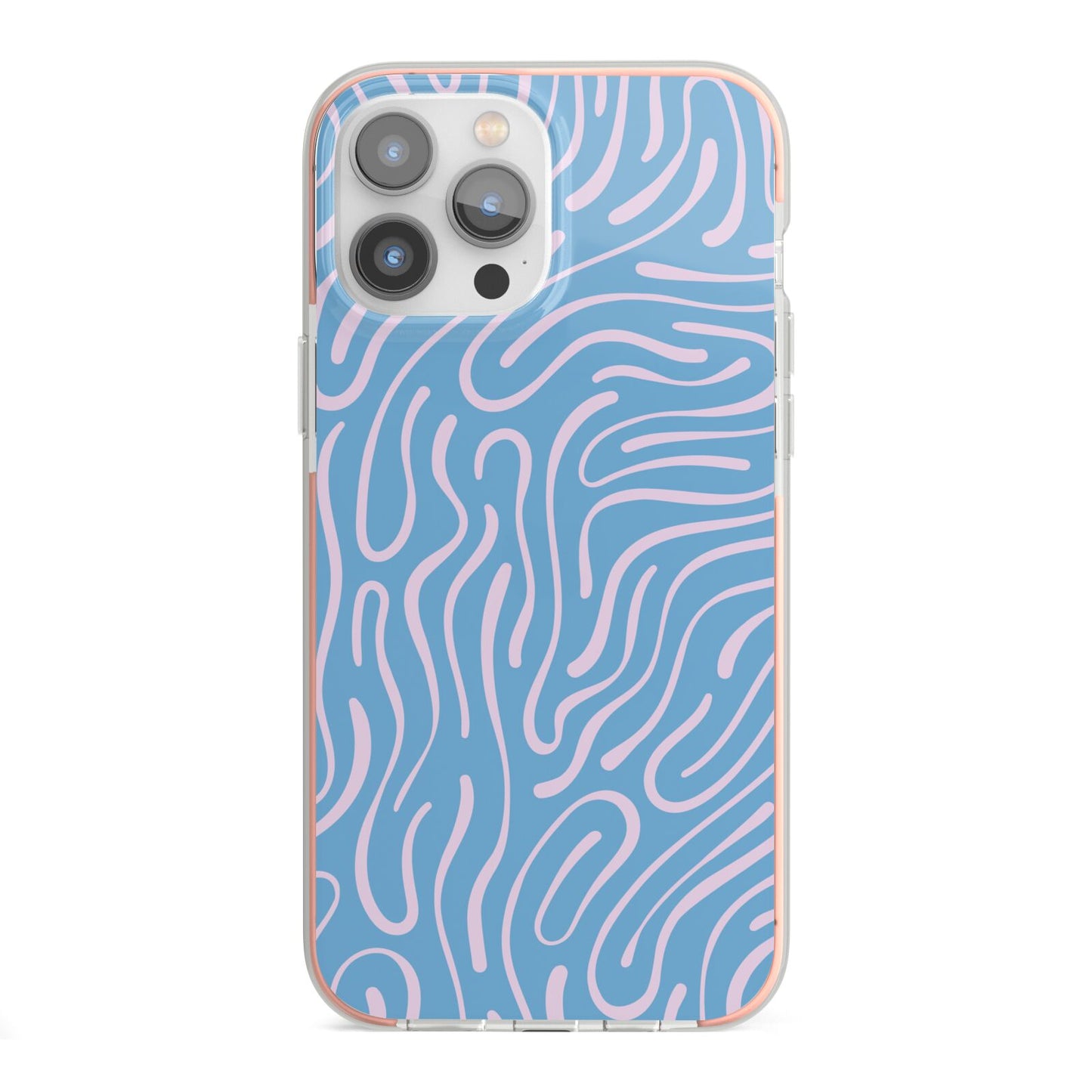 Abstract Ocean Pattern iPhone 13 Pro Max TPU Impact Case with Pink Edges