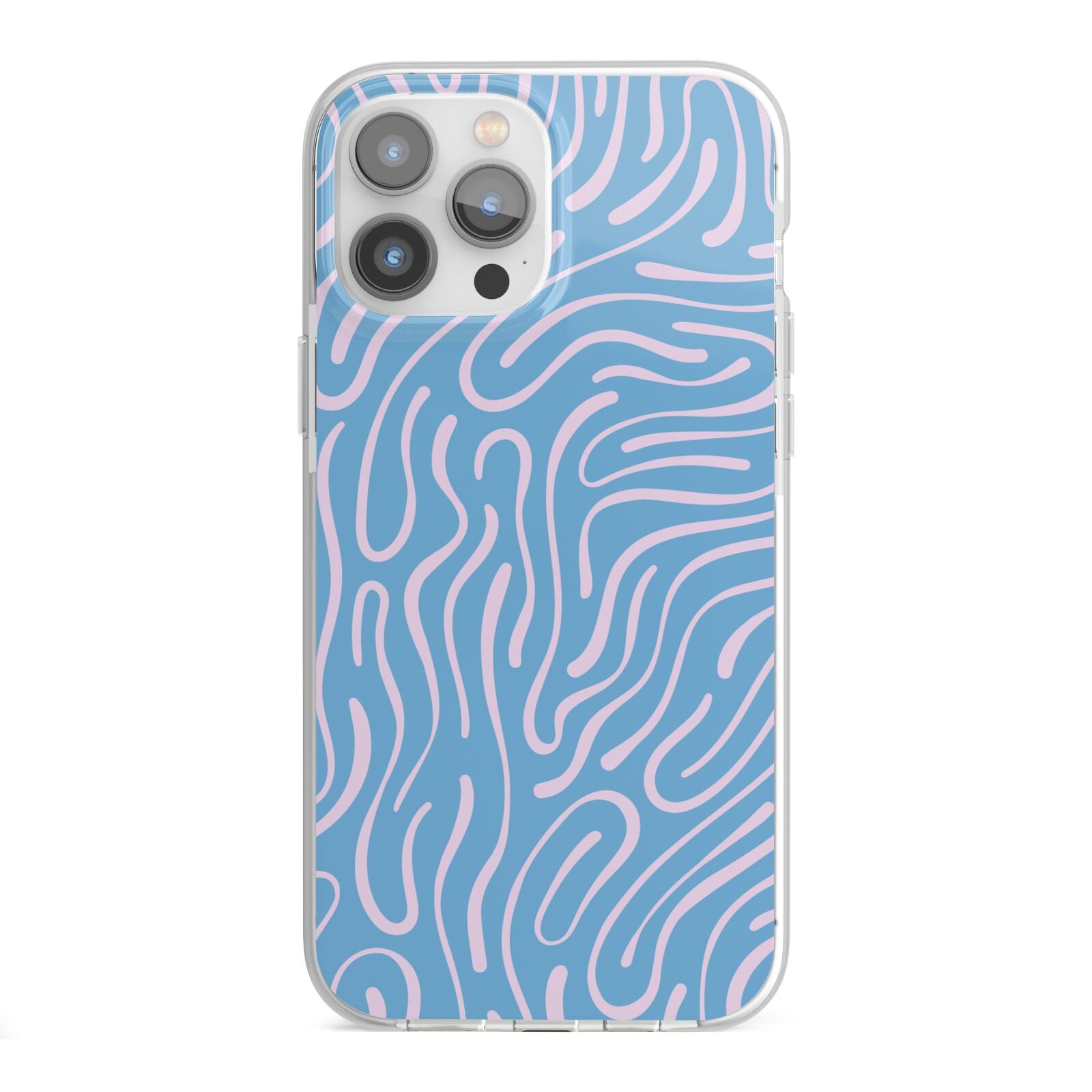Abstract Ocean Pattern iPhone 13 Pro Max TPU Impact Case with White Edges