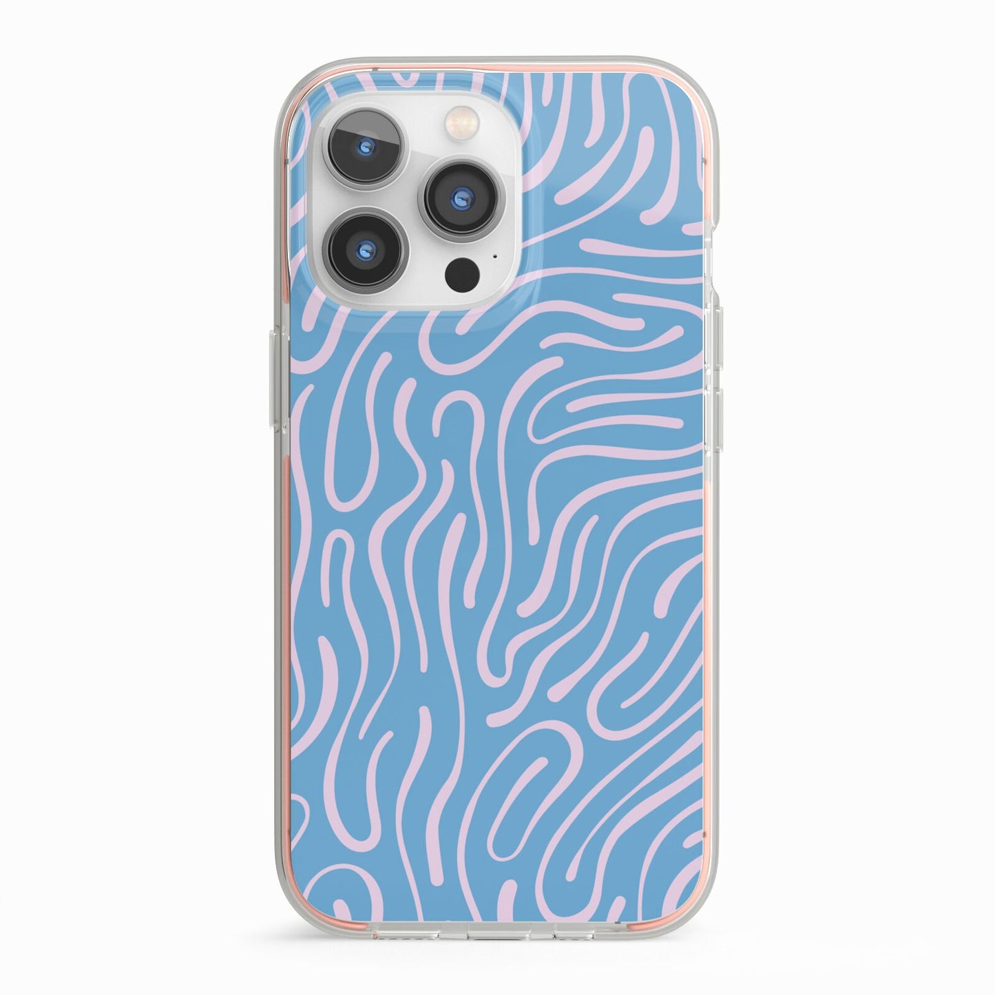 Abstract Ocean Pattern iPhone 13 Pro TPU Impact Case with Pink Edges