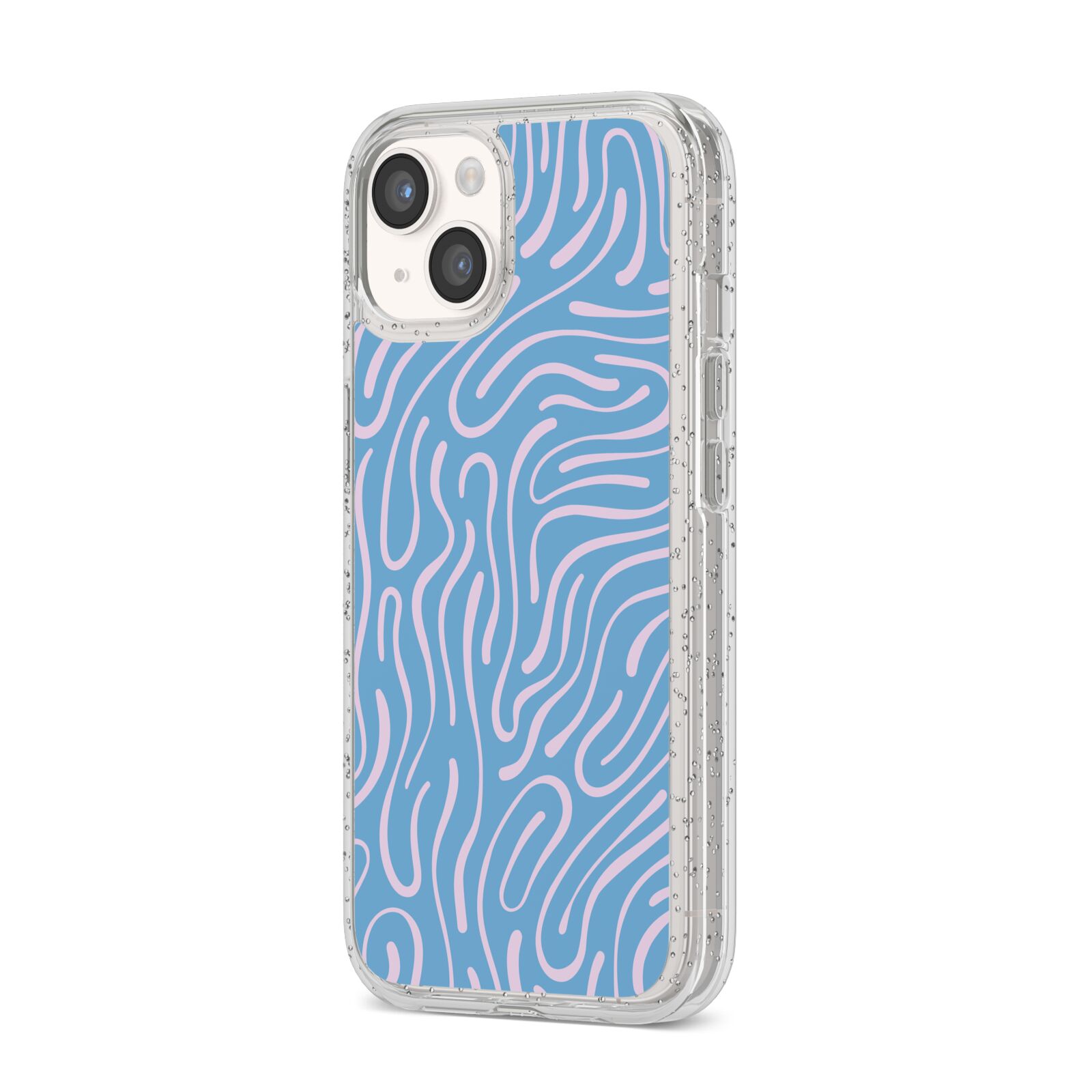 Abstract Ocean Pattern iPhone 14 Glitter Tough Case Starlight Angled Image