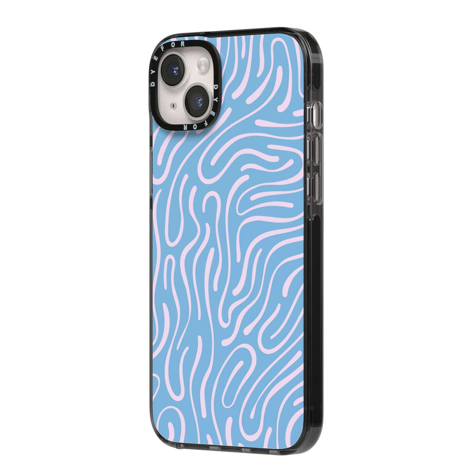Abstract Ocean Pattern iPhone 14 Plus Black Impact Case Side Angle on Silver phone