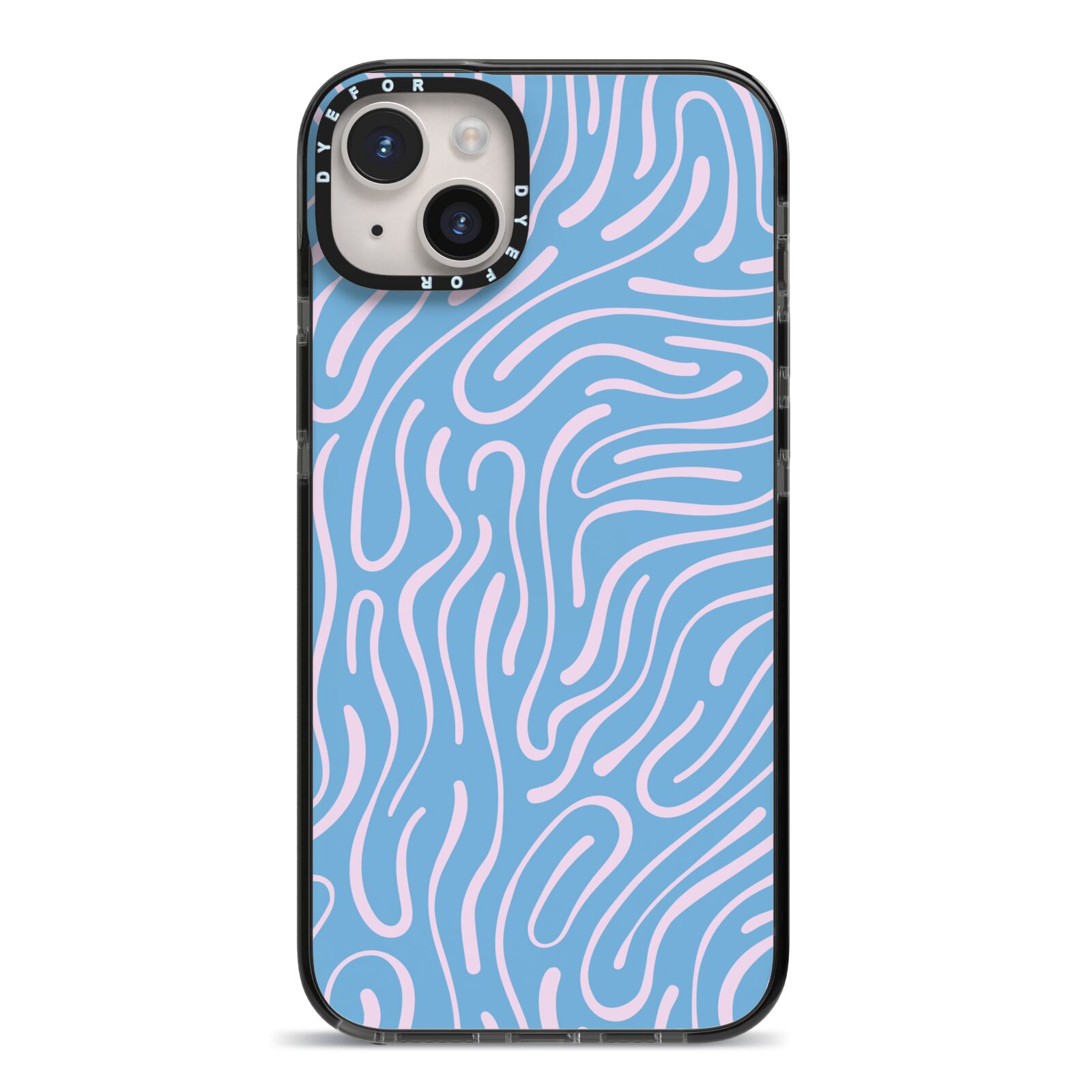 Abstract Ocean Pattern iPhone 14 Plus Black Impact Case on Silver phone