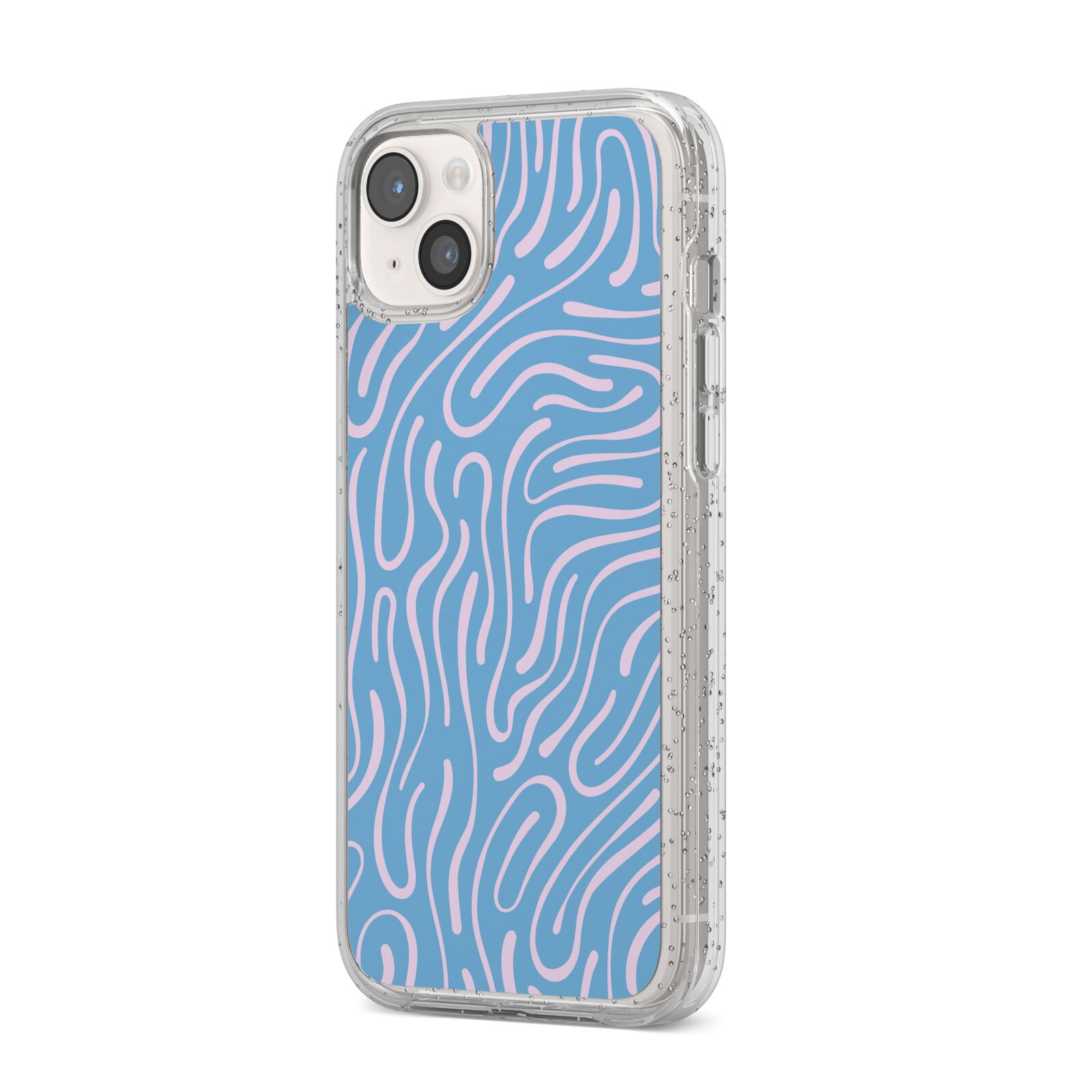 Abstract Ocean Pattern iPhone 14 Plus Glitter Tough Case Starlight Angled Image