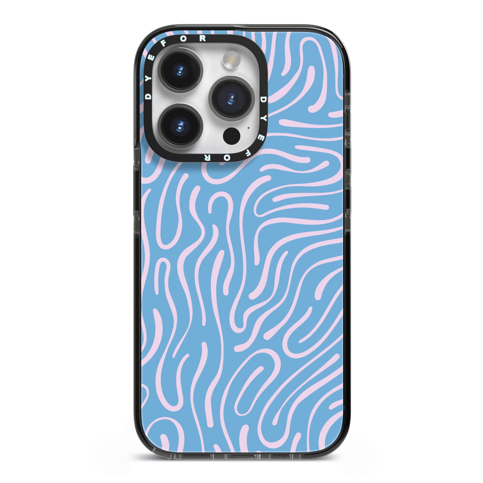 Abstract Ocean Pattern iPhone 14 Pro Black Impact Case on Silver phone