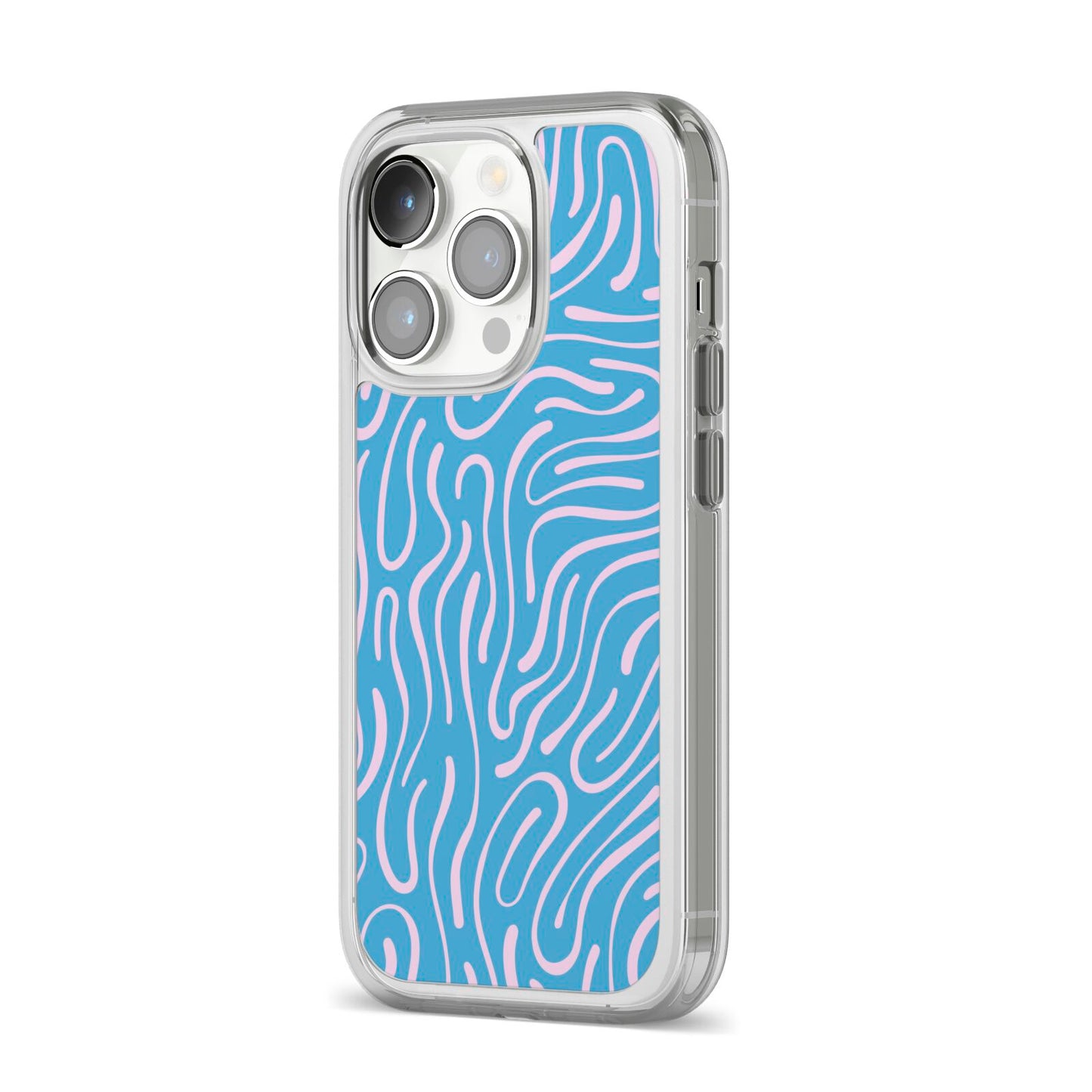 Abstract Ocean Pattern iPhone 14 Pro Clear Tough Case Silver Angled Image
