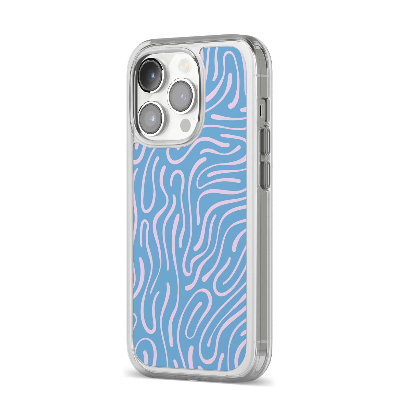Abstract Ocean Pattern iPhone 14 Pro Clear Tough Case Silver Angled Image