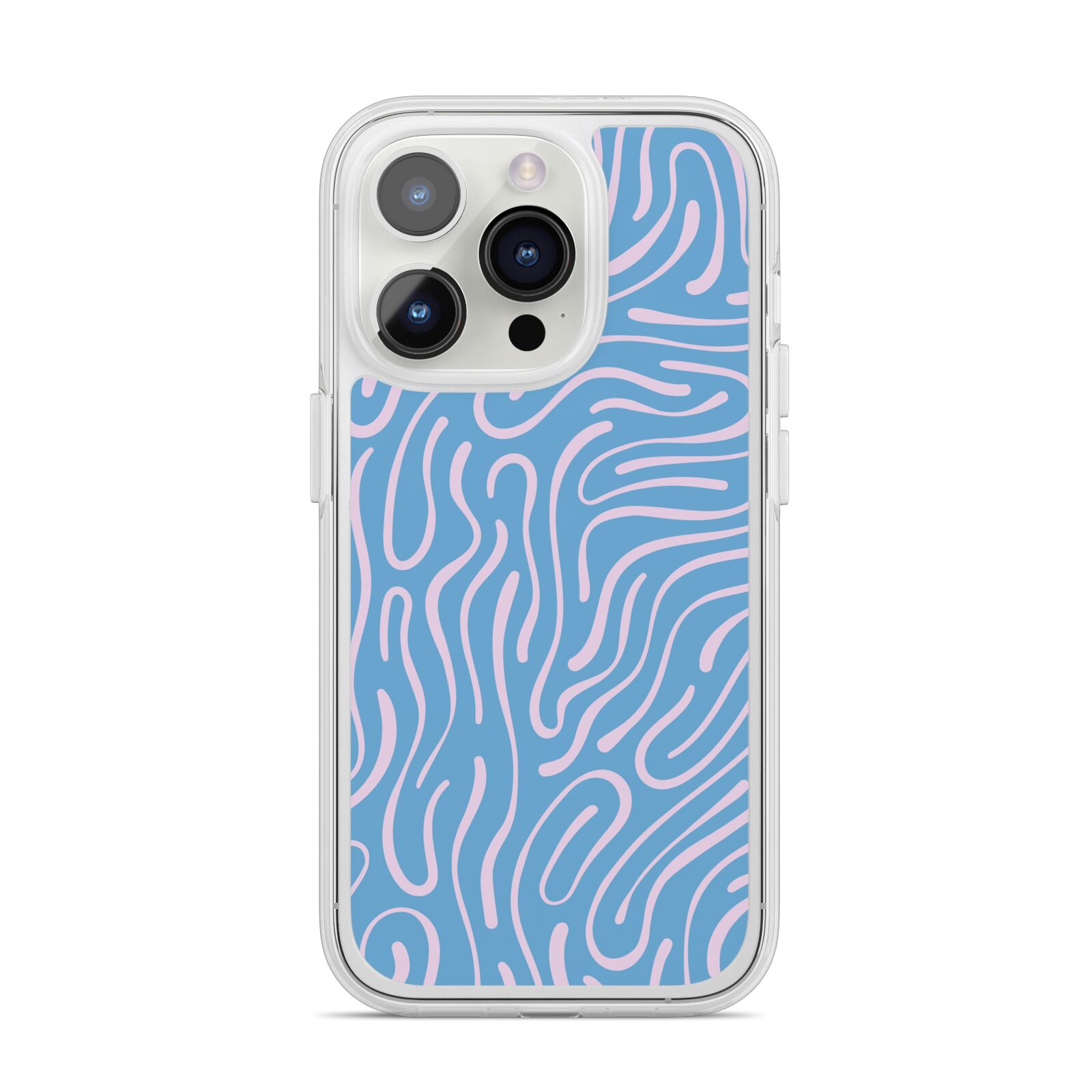 Abstract Ocean Pattern iPhone 14 Pro Clear Tough Case Silver