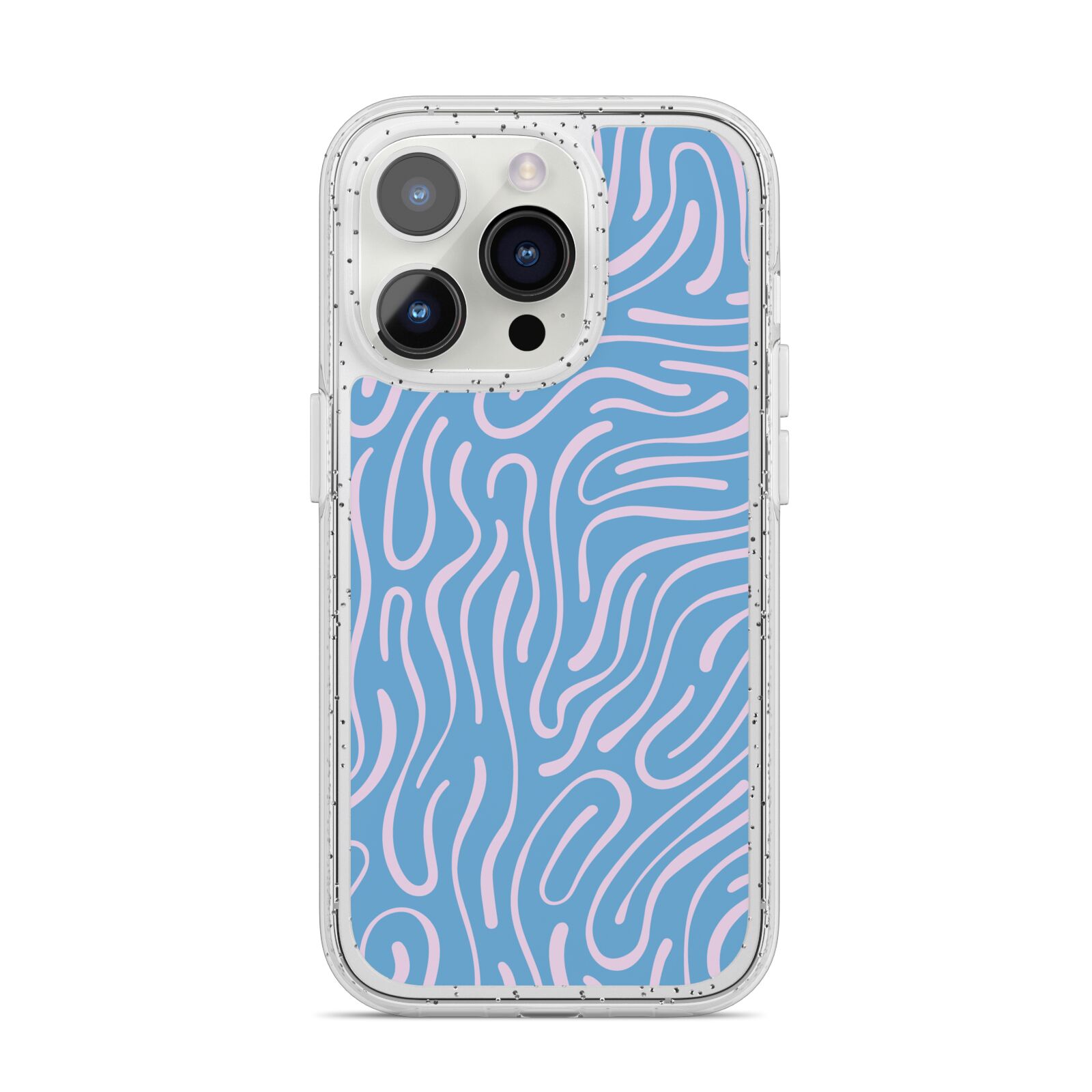 Abstract Ocean Pattern iPhone 14 Pro Glitter Tough Case Silver