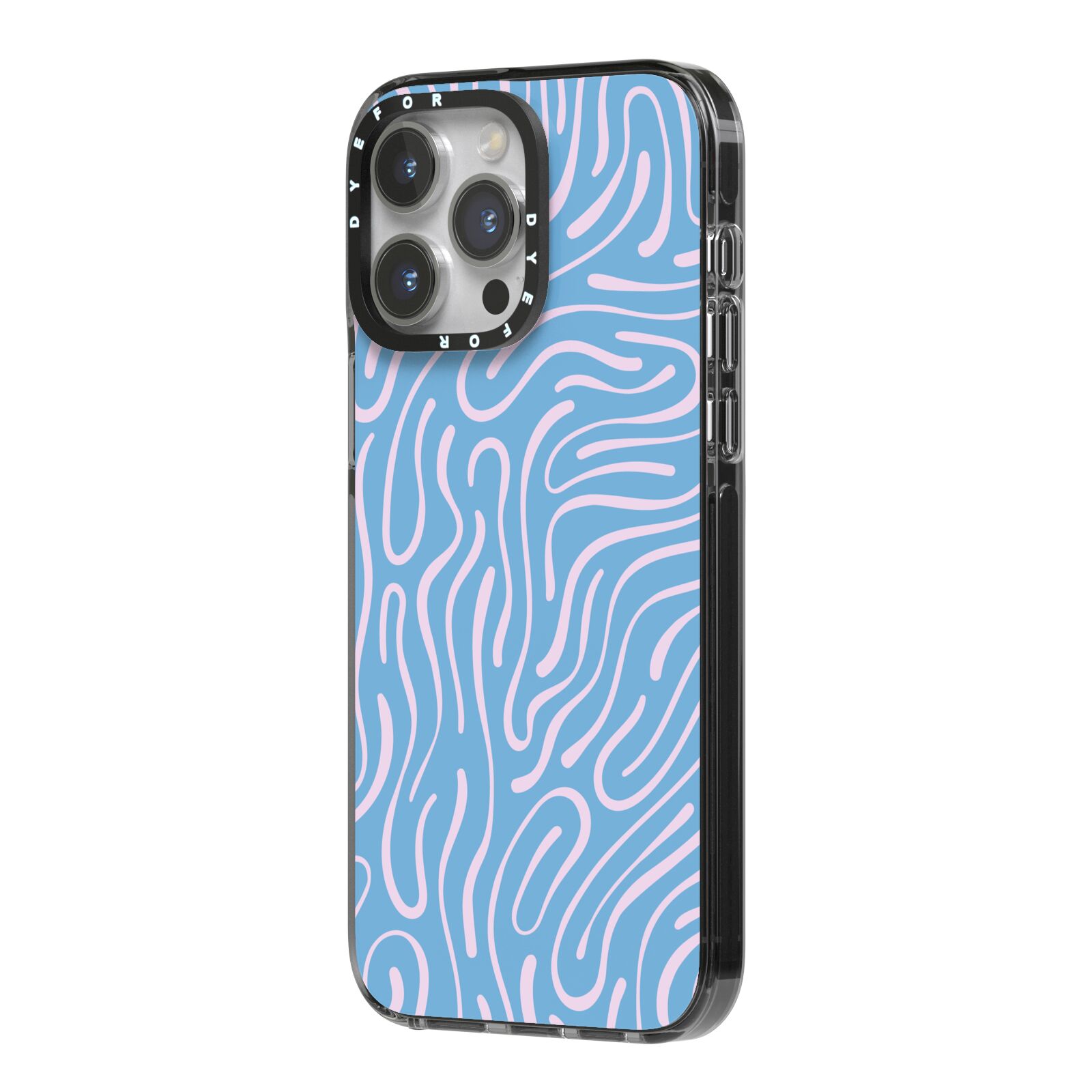 Abstract Ocean Pattern iPhone 14 Pro Max Black Impact Case Side Angle on Silver phone
