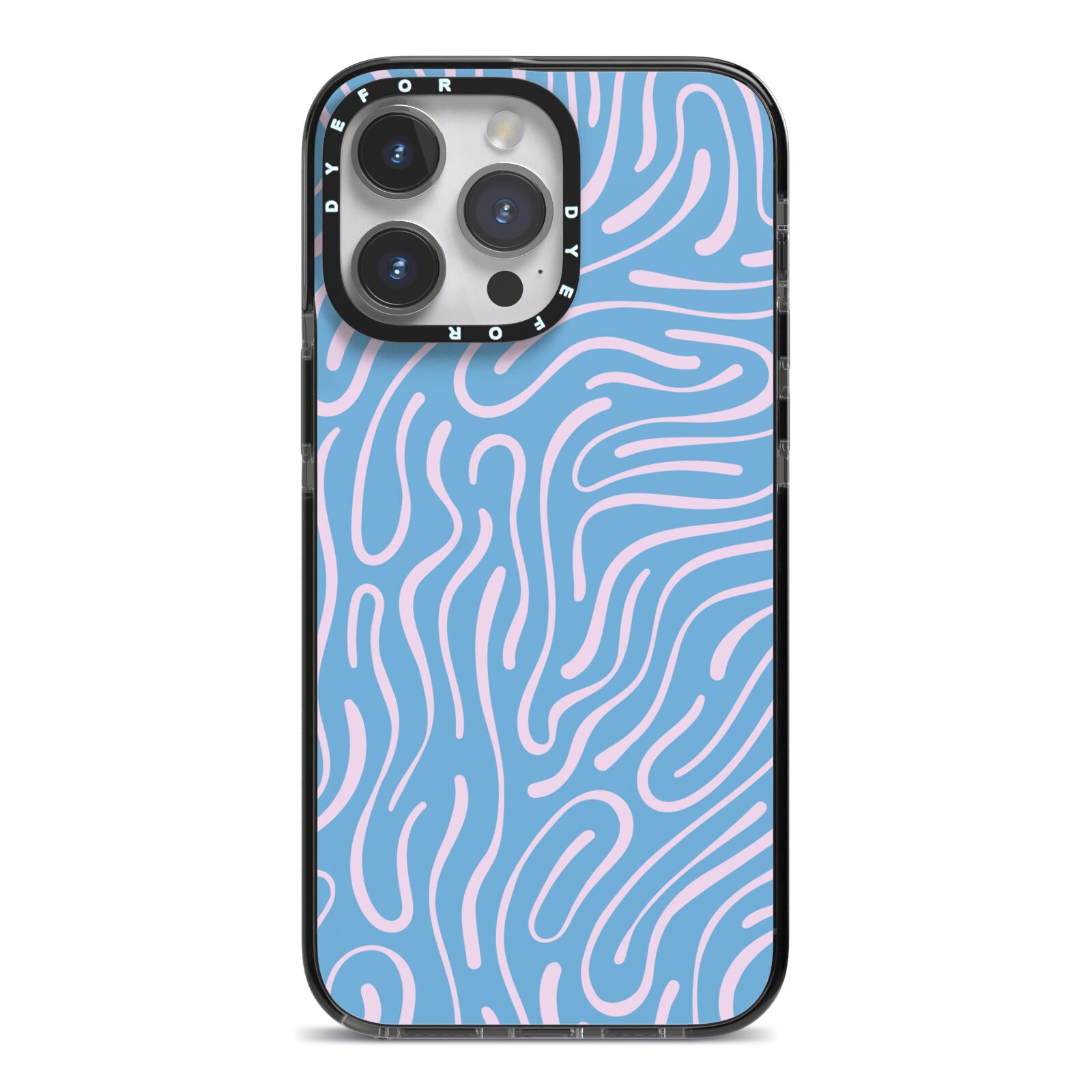 Abstract Ocean Pattern iPhone 14 Pro Max Black Impact Case on Silver phone
