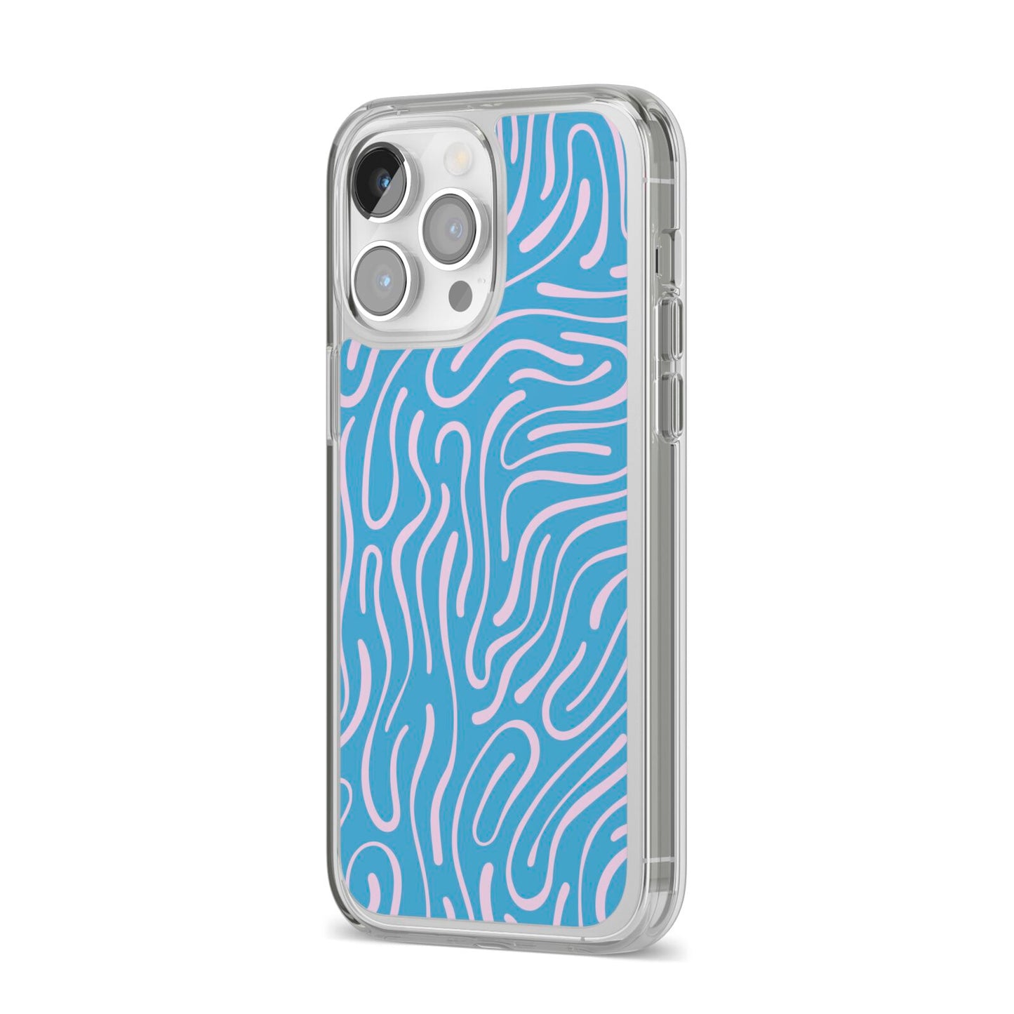 Abstract Ocean Pattern iPhone 14 Pro Max Clear Tough Case Silver Angled Image