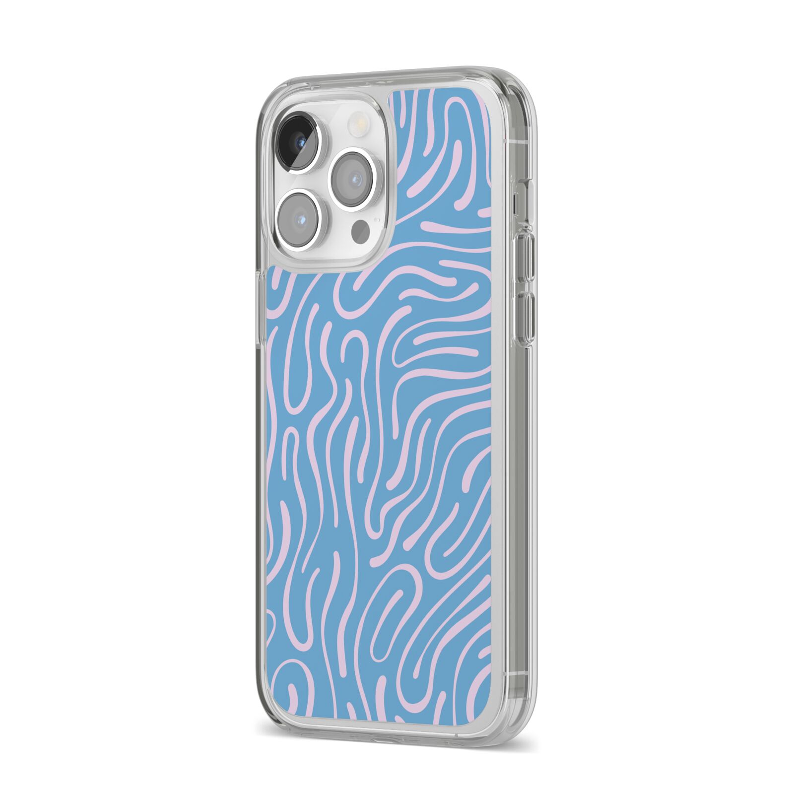 Abstract Ocean Pattern iPhone 14 Pro Max Clear Tough Case Silver Angled Image