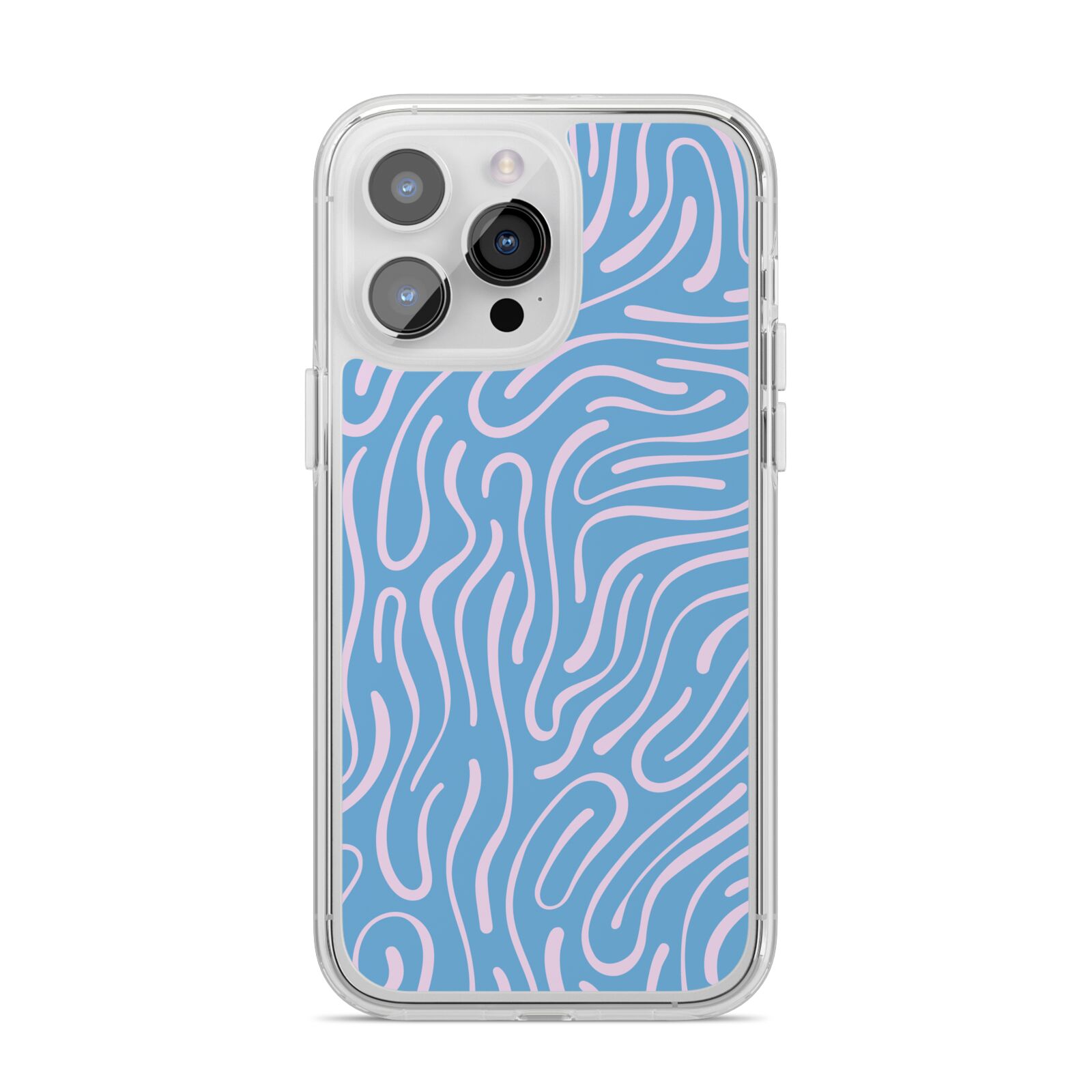 Abstract Ocean Pattern iPhone 14 Pro Max Clear Tough Case Silver