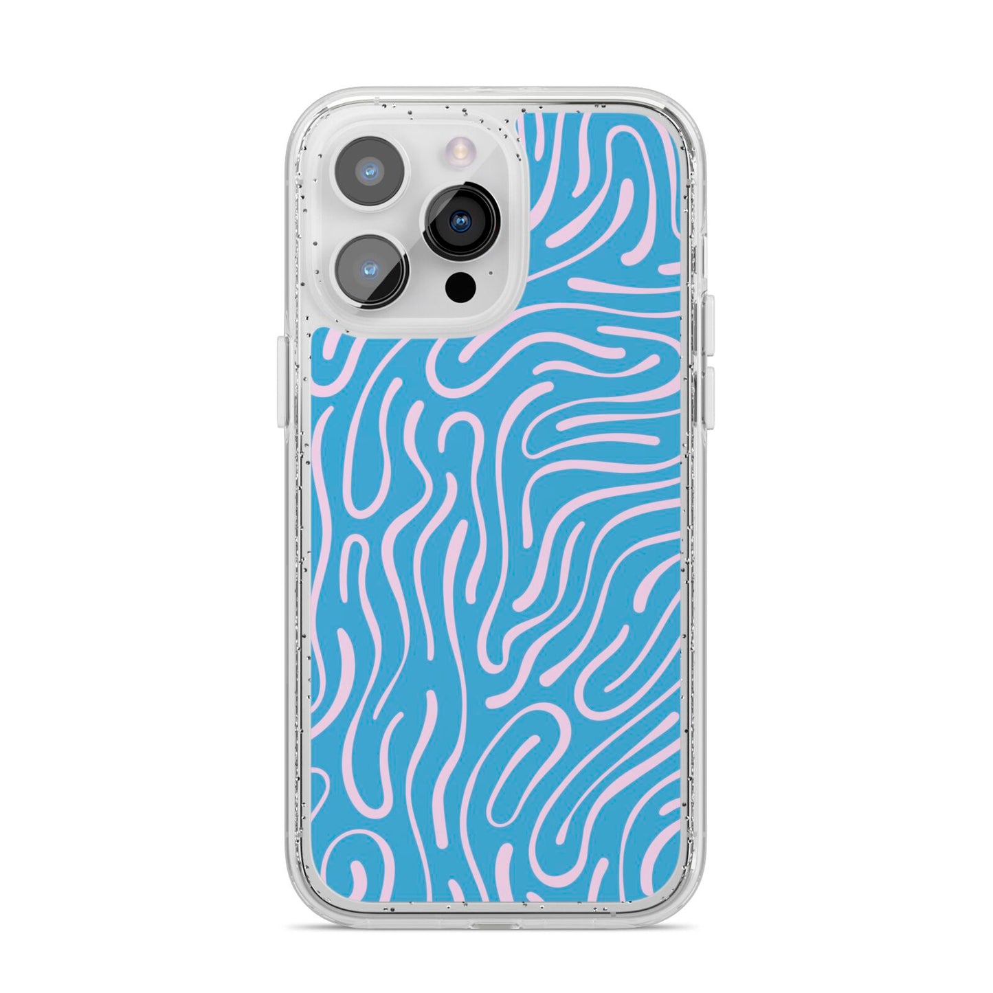 Abstract Ocean Pattern iPhone 14 Pro Max Glitter Tough Case Silver