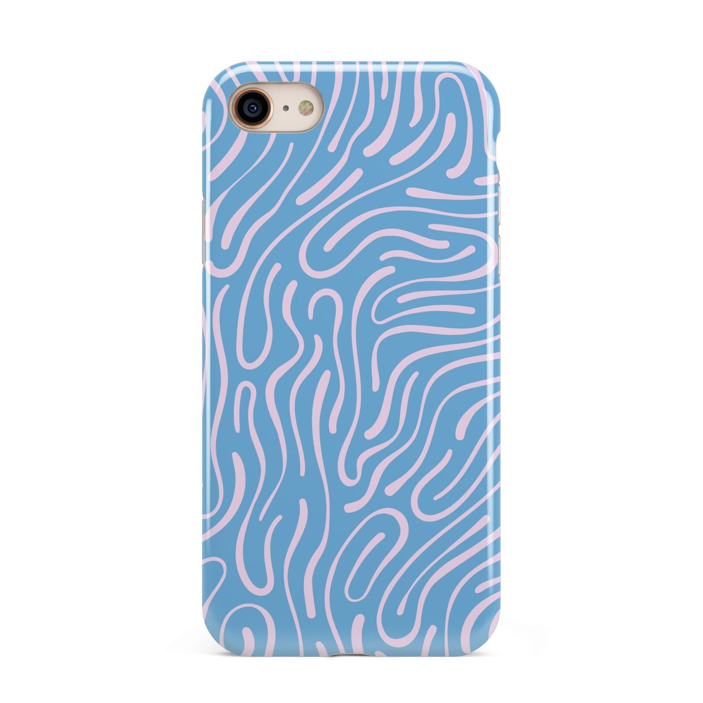 Abstract Ocean Pattern iPhone 8 3D Tough Case on Gold Phone