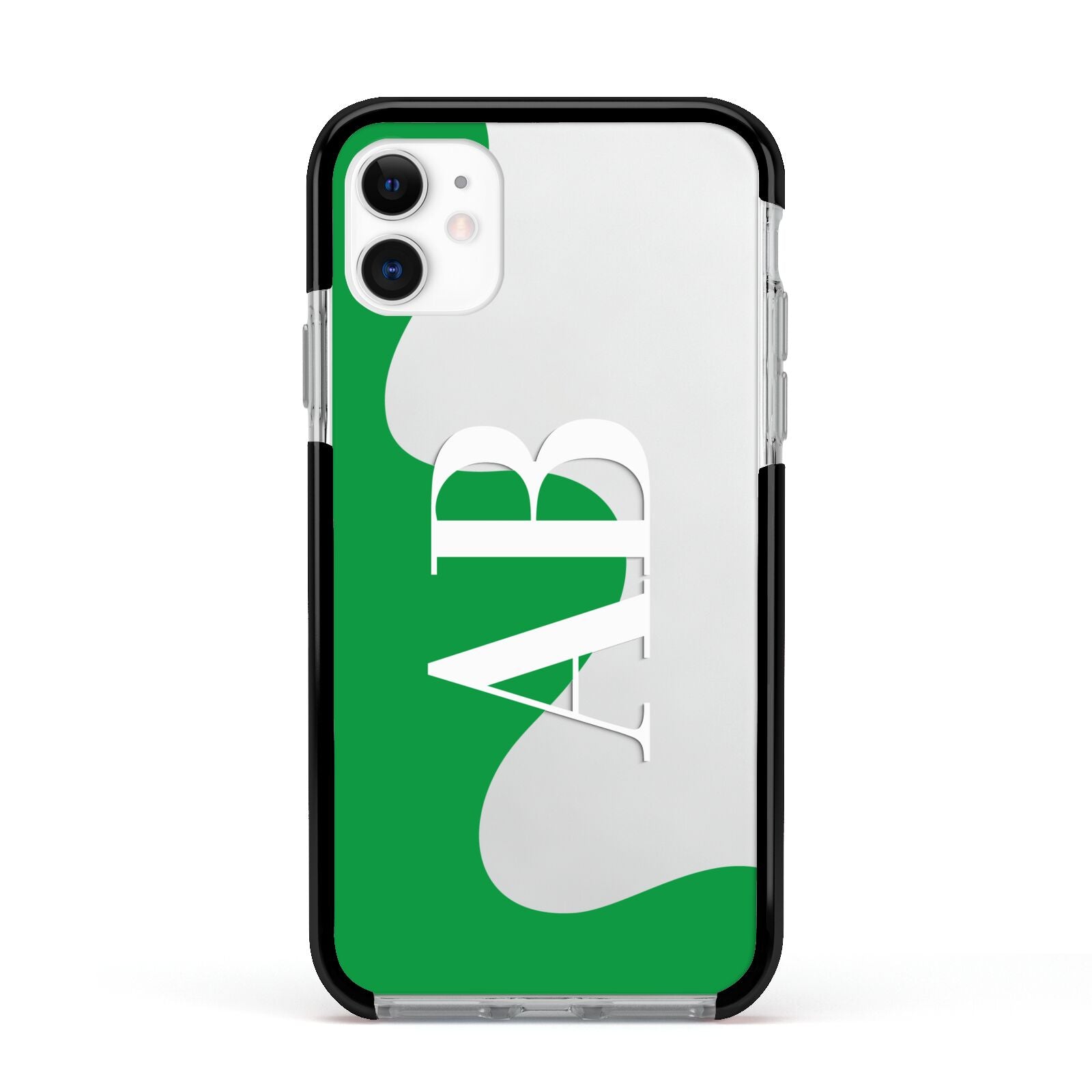 Abstract Personalised Initials Apple iPhone 11 in White with Black Impact Case