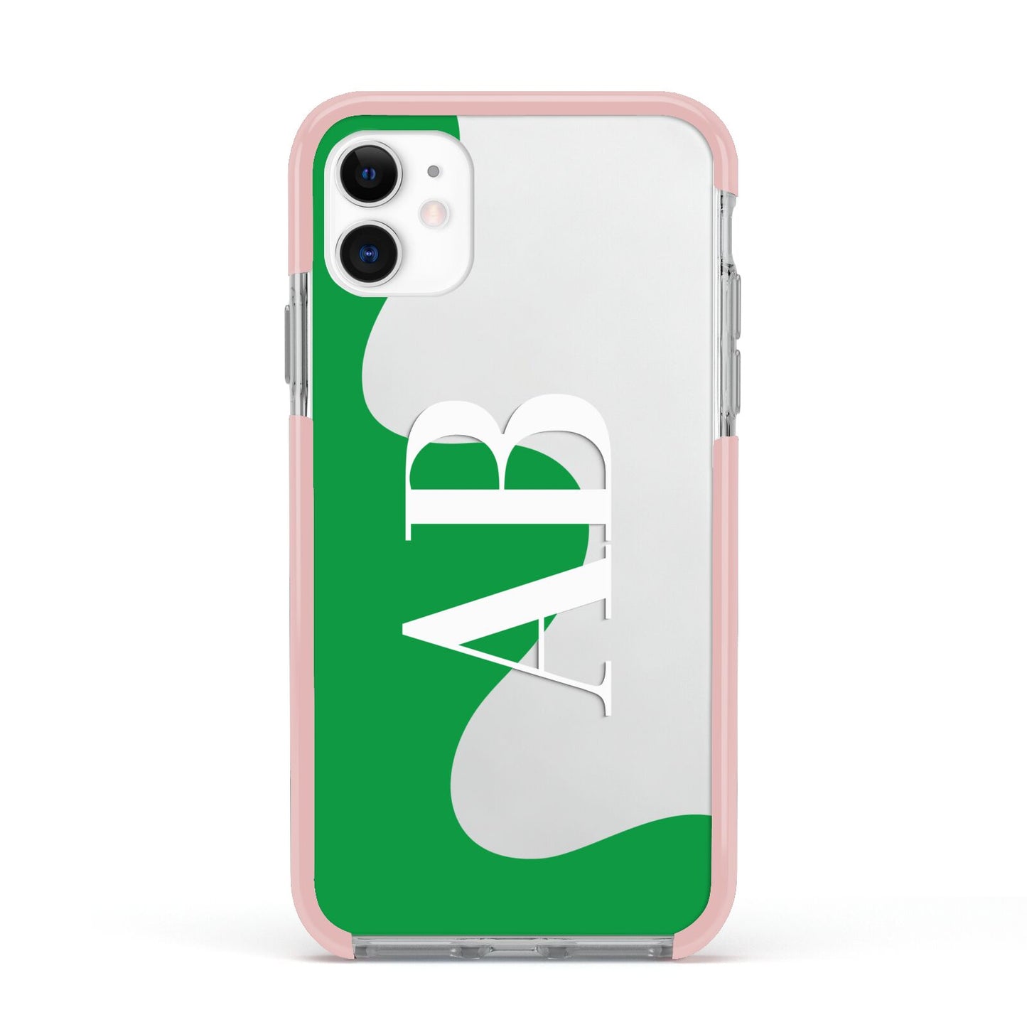 Abstract Personalised Initials Apple iPhone 11 in White with Pink Impact Case