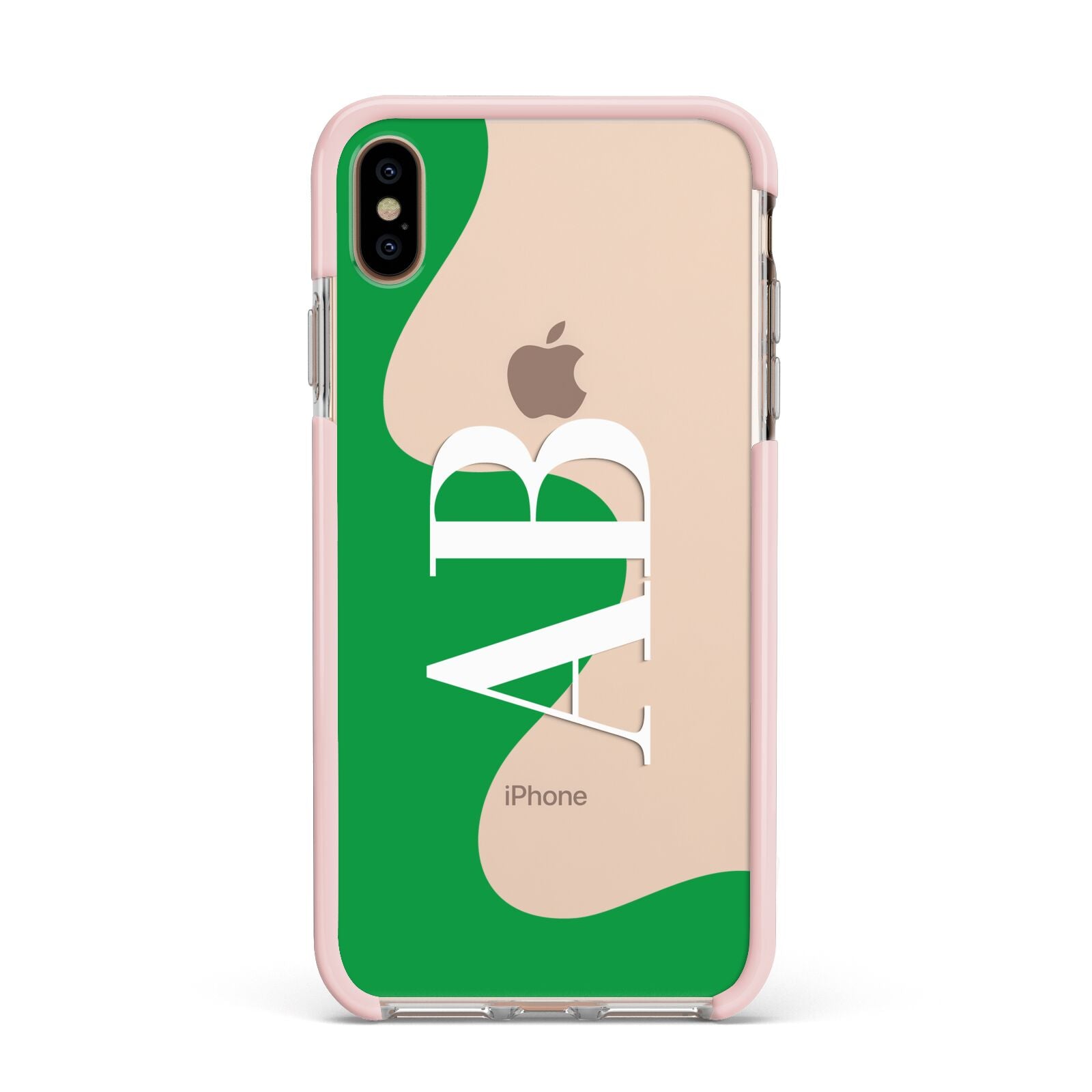 Abstract Personalised Initials Apple iPhone Xs Max Impact Case Pink Edge on Gold Phone