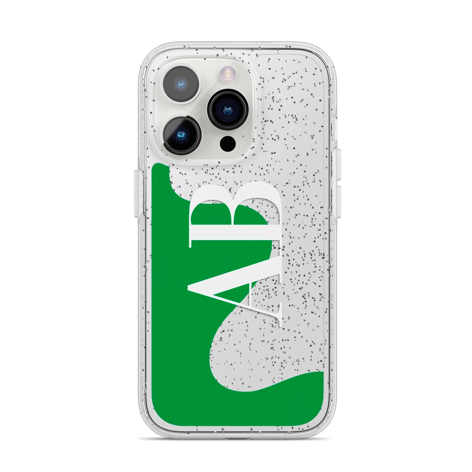 Abstract Personalised Initials iPhone 14 Pro Glitter Tough Case Silver