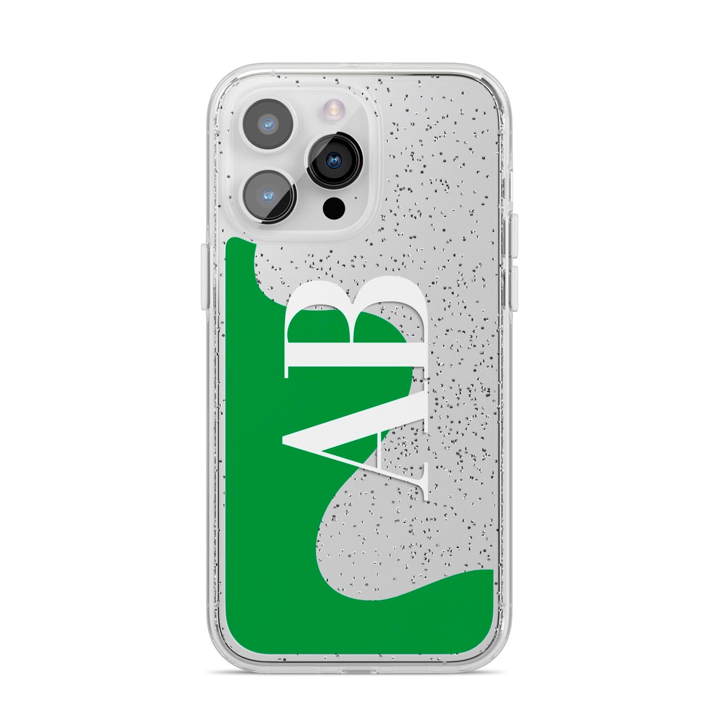 Abstract Personalised Initials iPhone 14 Pro Max Glitter Tough Case Silver