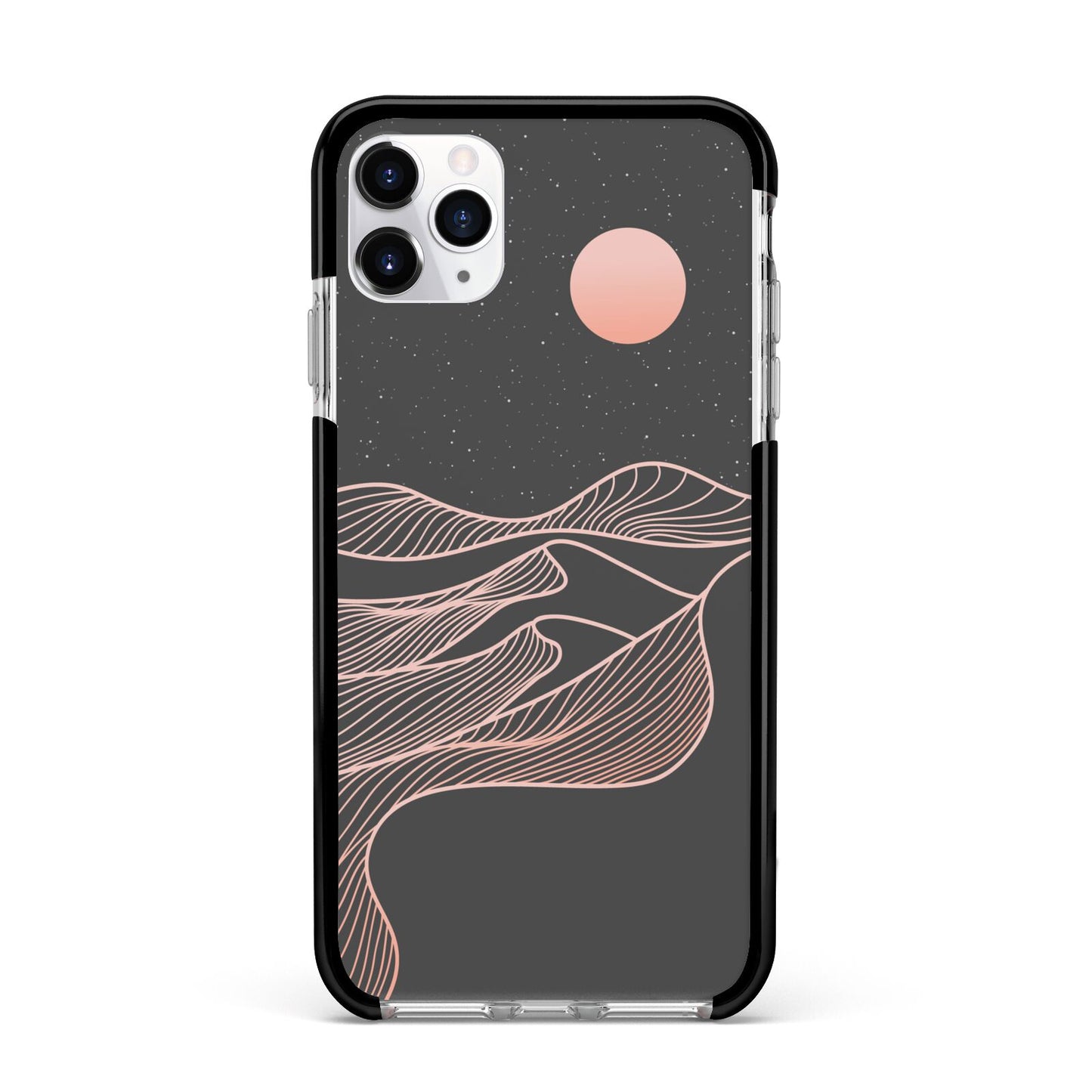 Abstract Sunset Apple iPhone 11 Pro Max in Silver with Black Impact Case