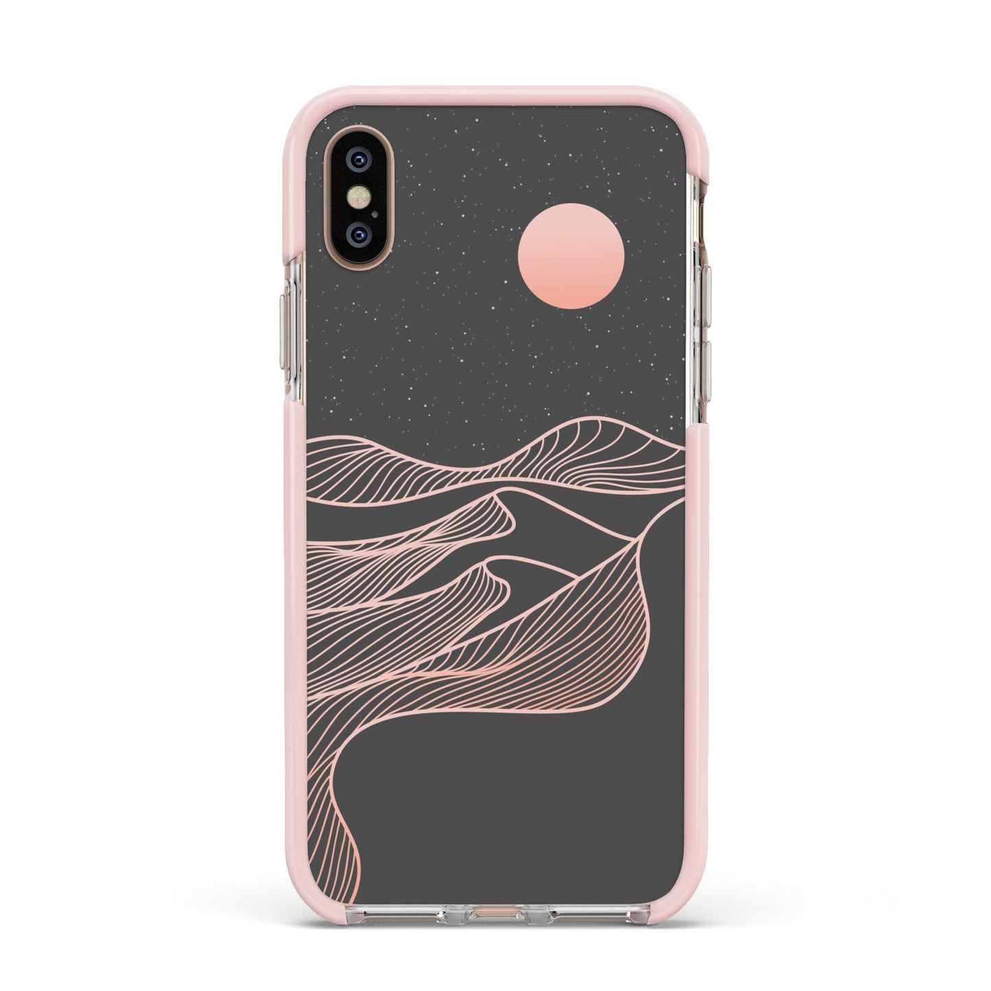 Abstract Sunset Apple iPhone Xs Impact Case Pink Edge on Gold Phone