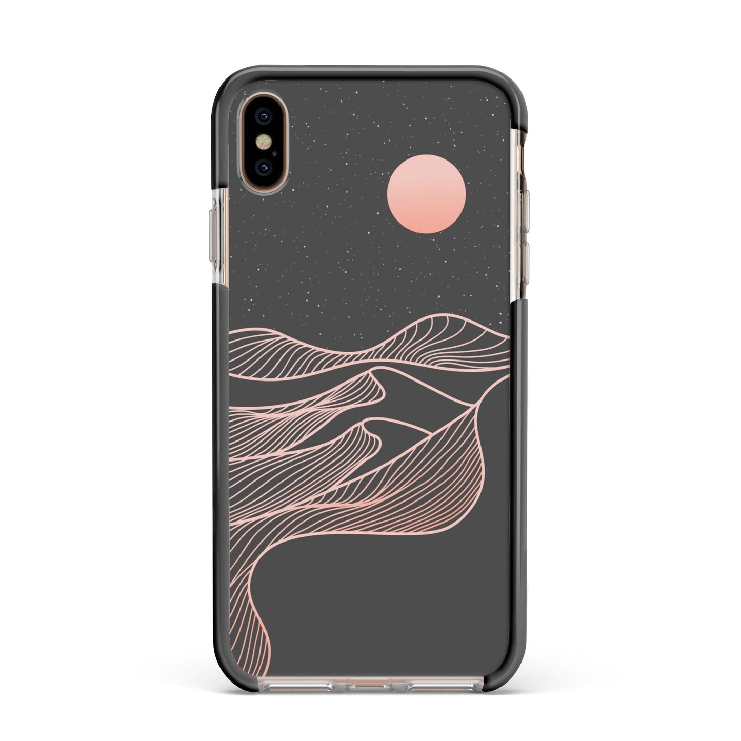 Abstract Sunset Apple iPhone Xs Max Impact Case Black Edge on Gold Phone