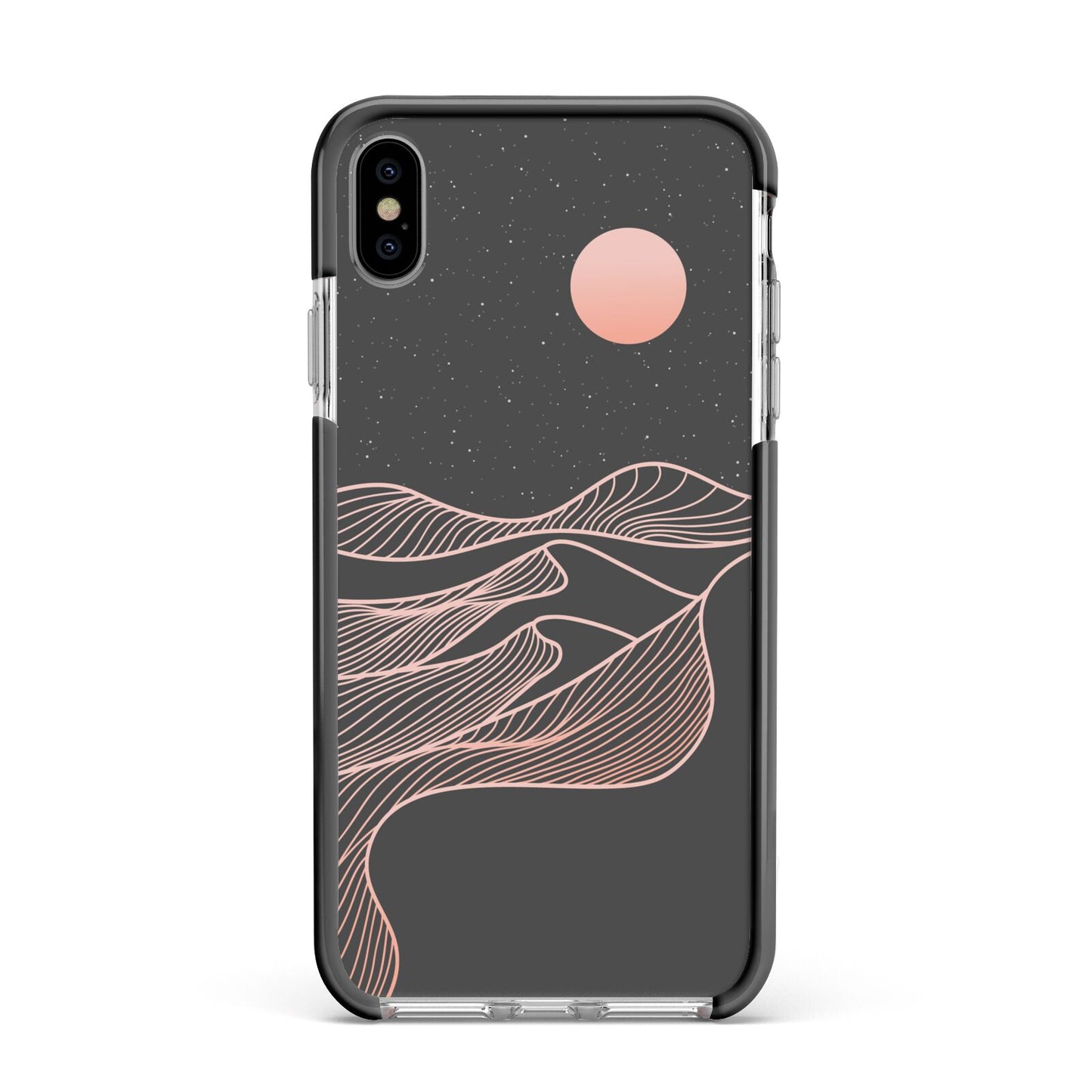 Abstract Sunset Apple iPhone Xs Max Impact Case Black Edge on Silver Phone