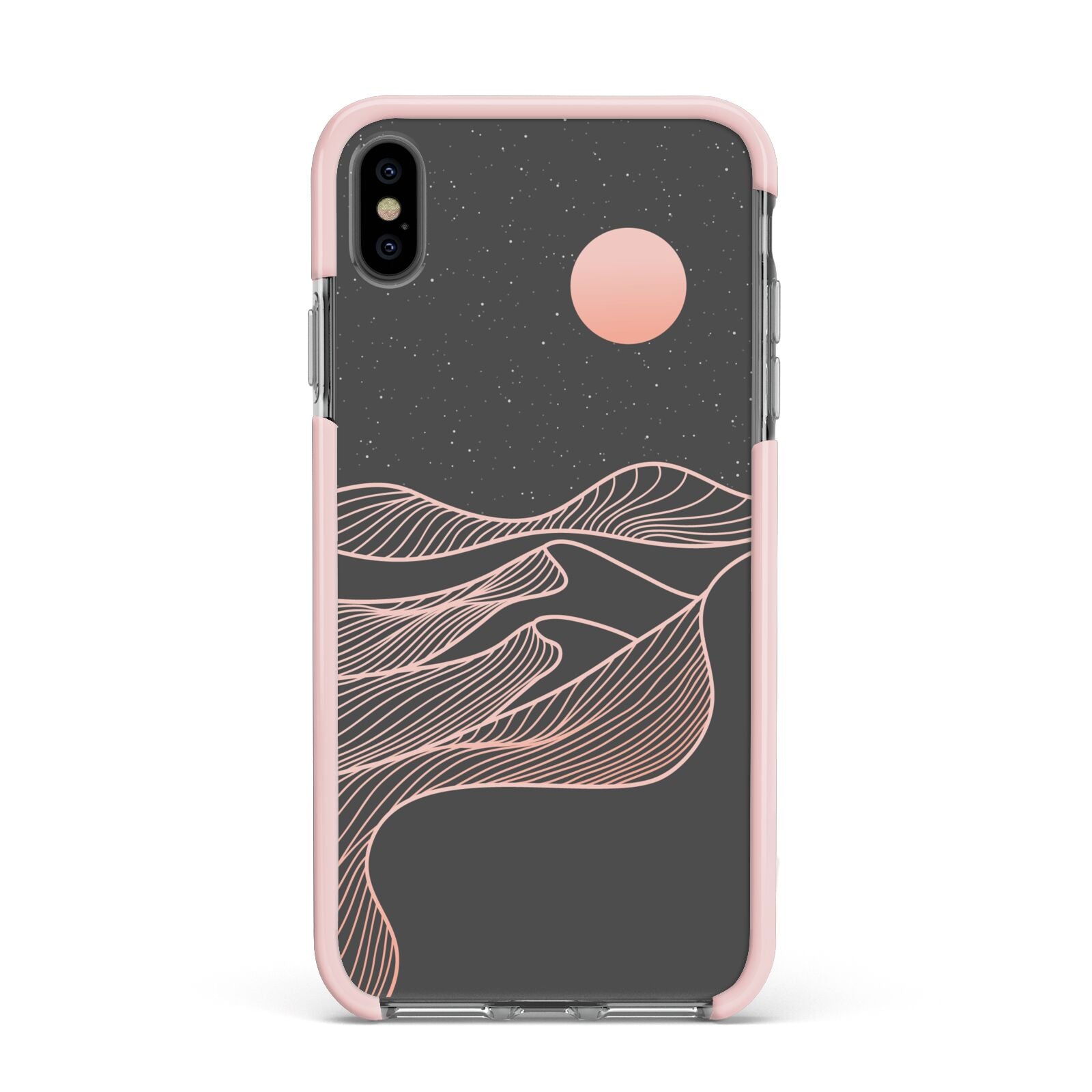 Abstract Sunset Apple iPhone Xs Max Impact Case Pink Edge on Black Phone