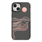 Abstract Sunset iPhone 14 Black Impact Case on Silver phone