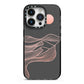 Abstract Sunset iPhone 14 Pro Black Impact Case on Silver phone