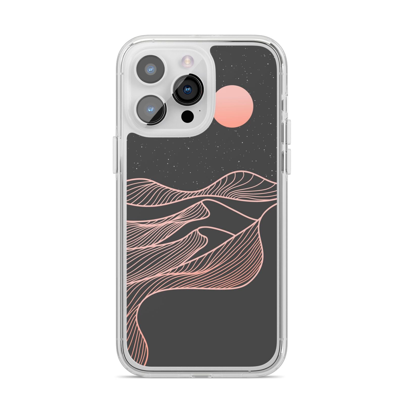 Abstract Sunset iPhone 14 Pro Max Clear Tough Case Silver