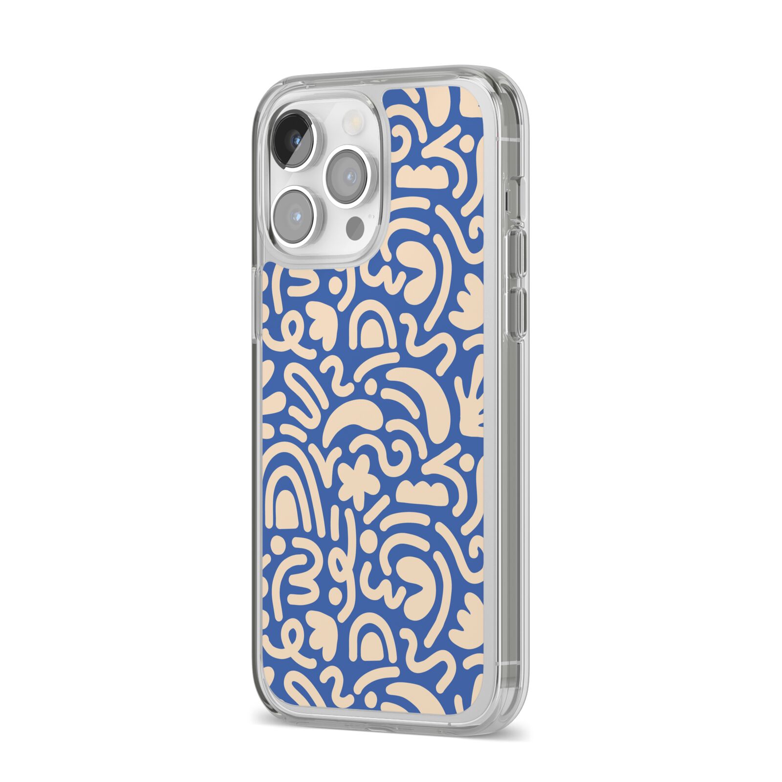 Abstract iPhone 14 Pro Max Clear Tough Case Silver Angled Image