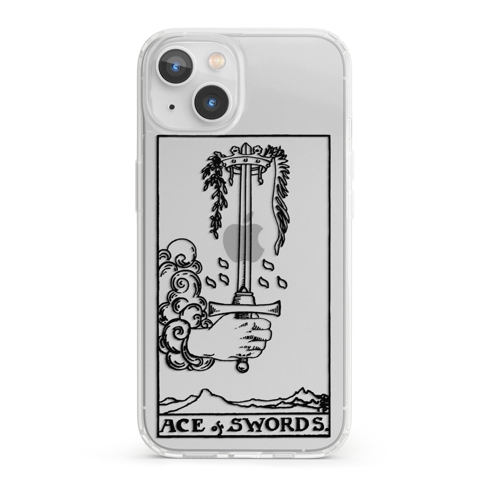 Ace of Swords Monochrome iPhone 13 Clear Bumper Case
