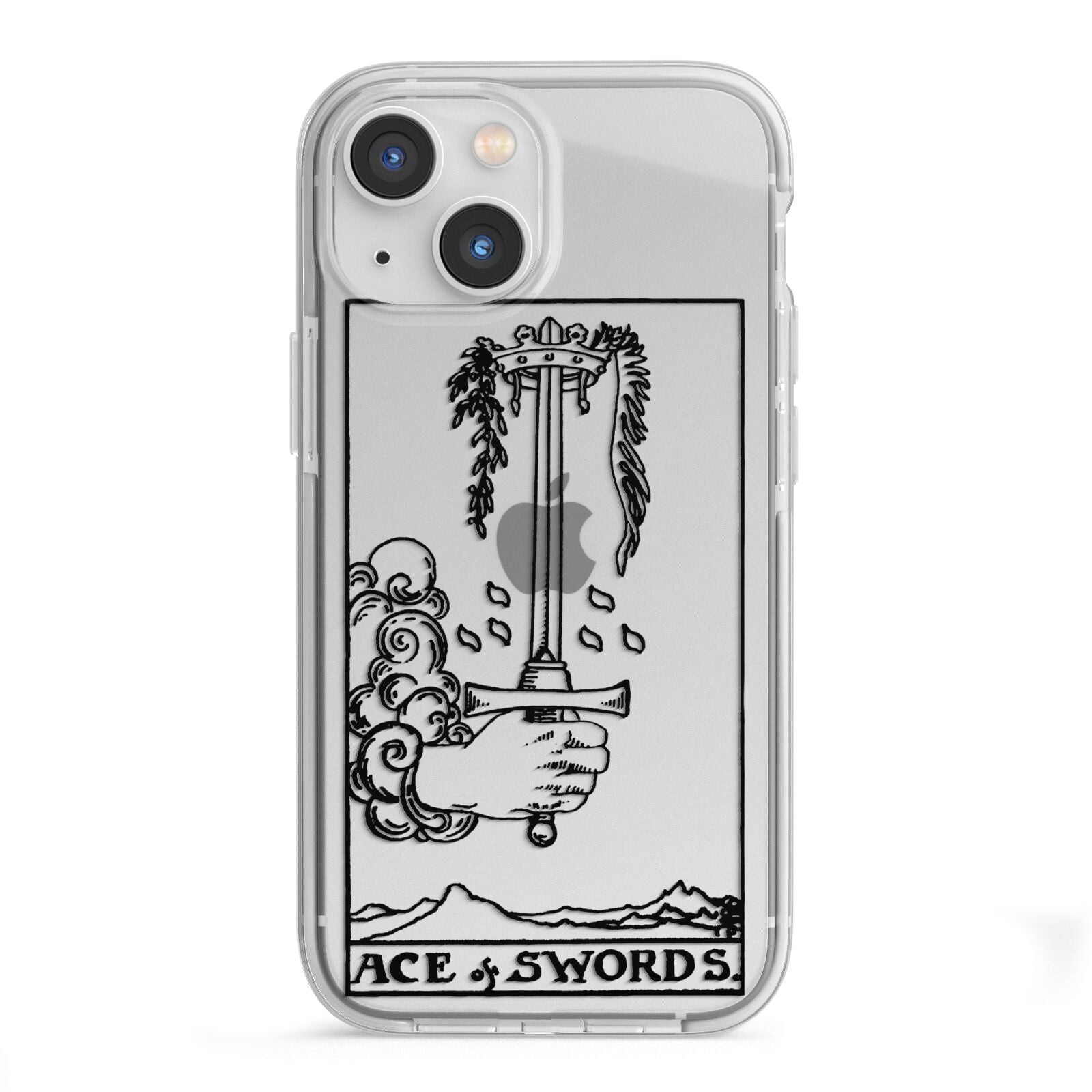 Ace of Swords Monochrome iPhone 13 Mini TPU Impact Case with White Edges