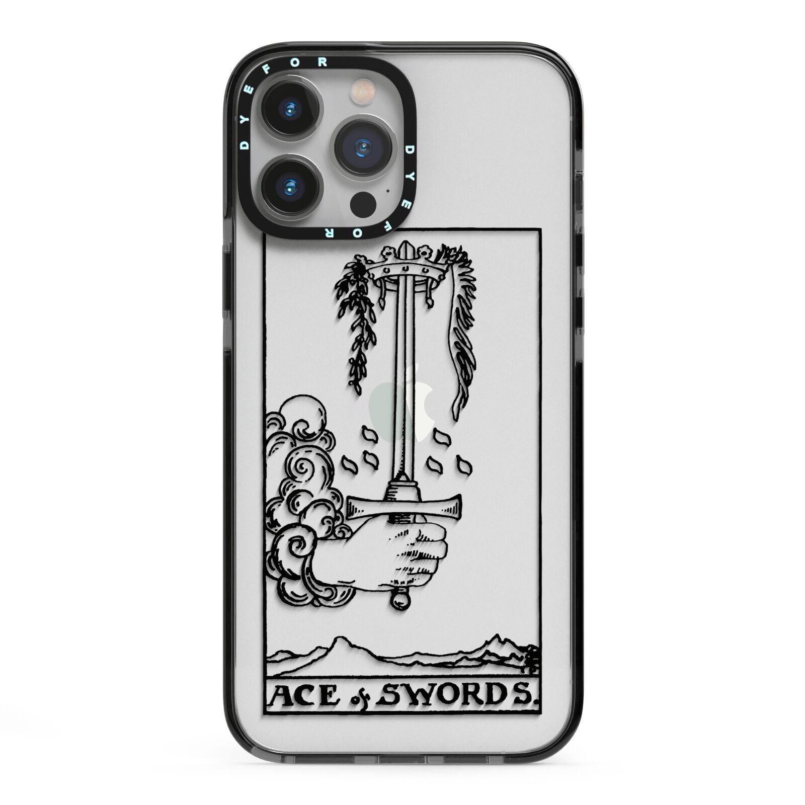 Ace of Swords Monochrome iPhone 13 Pro Max Black Impact Case on Silver phone