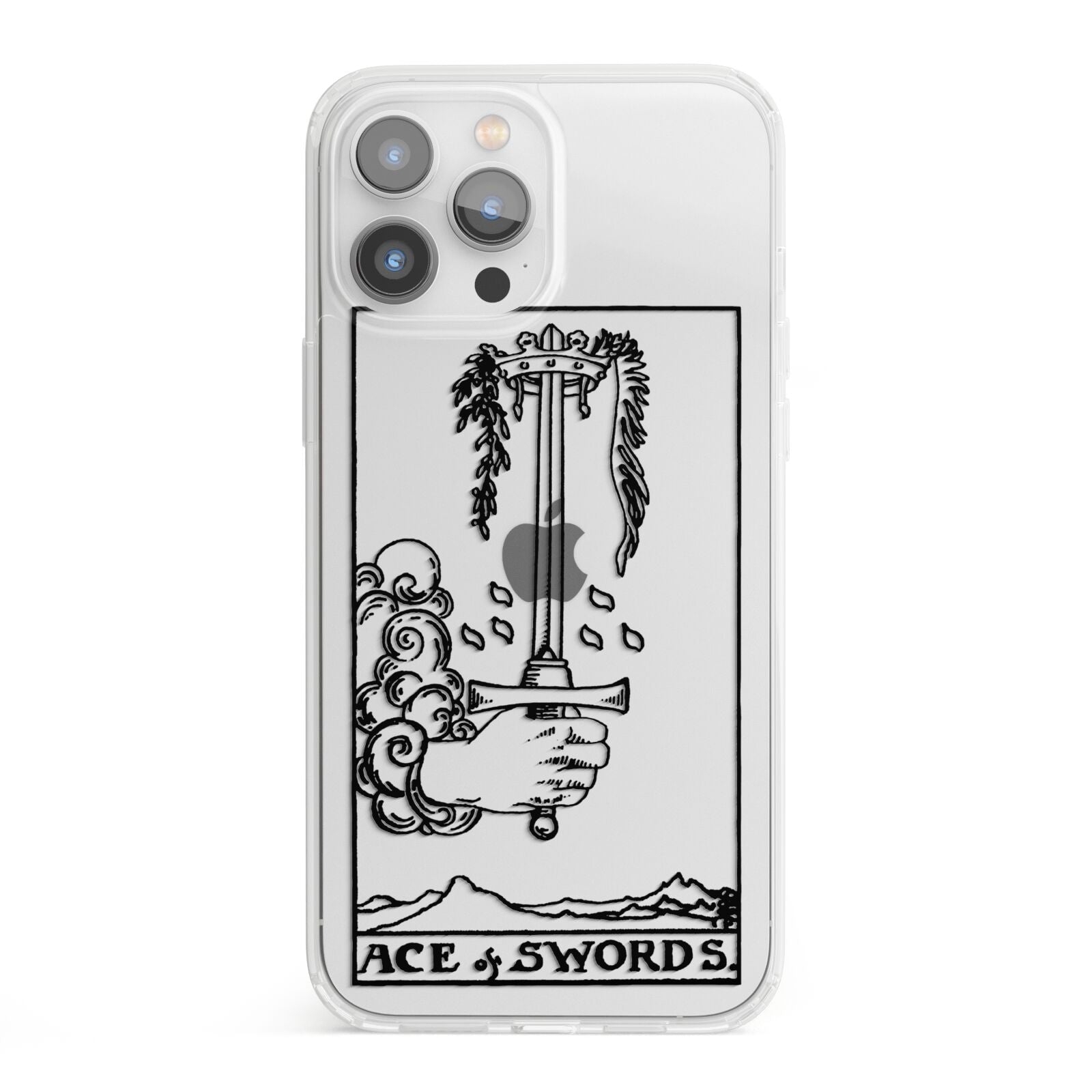 Ace of Swords Monochrome iPhone 13 Pro Max Clear Bumper Case