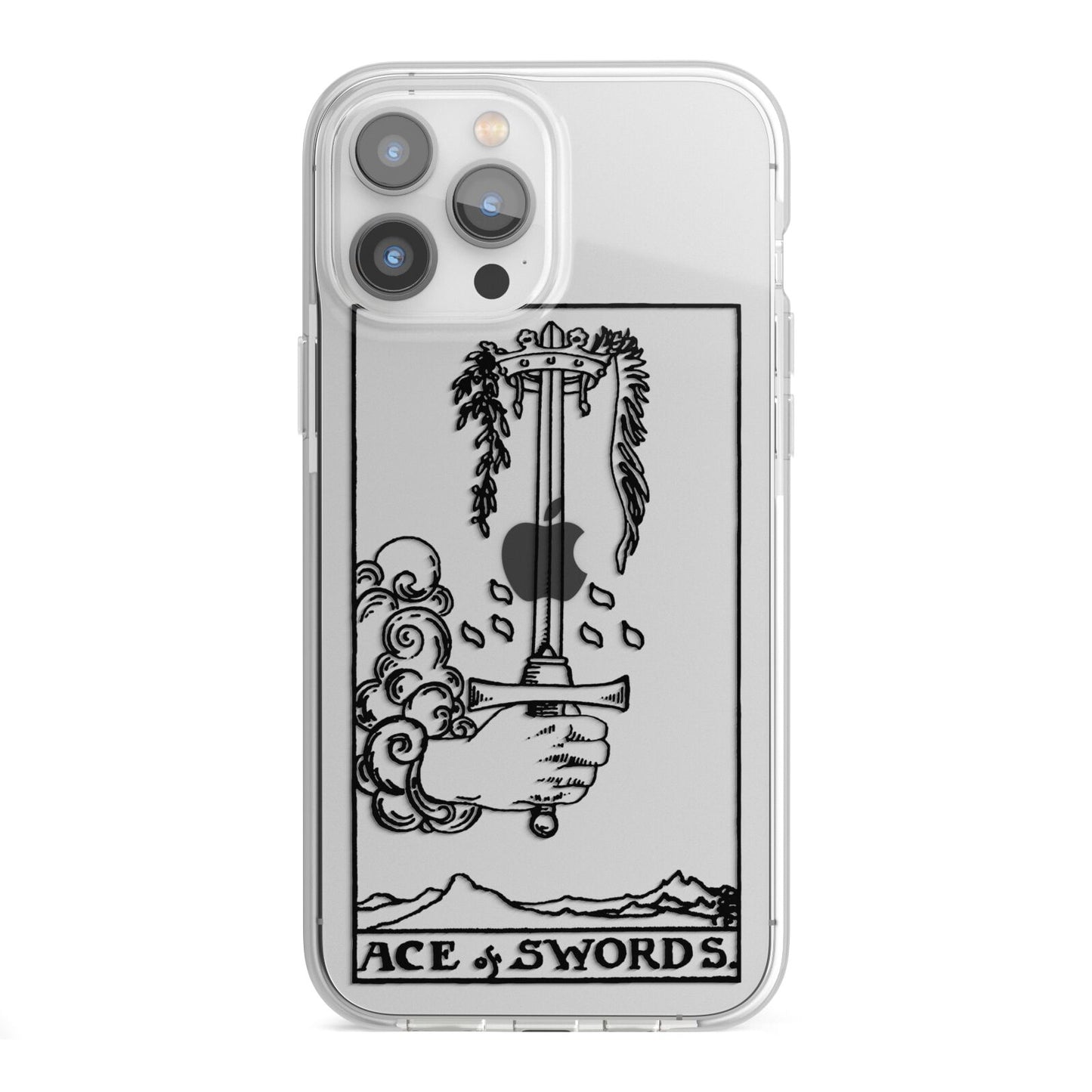 Ace of Swords Monochrome iPhone 13 Pro Max TPU Impact Case with White Edges