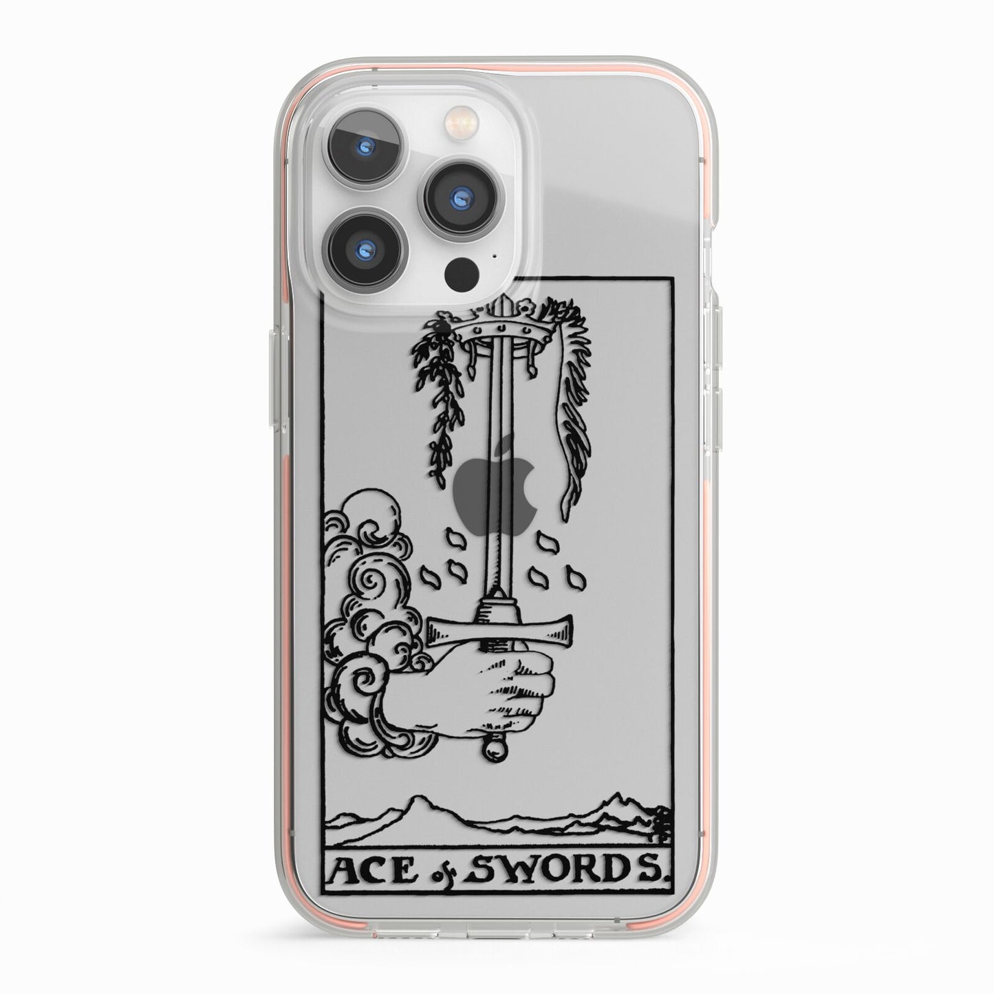 Ace of Swords Monochrome iPhone 13 Pro TPU Impact Case with Pink Edges
