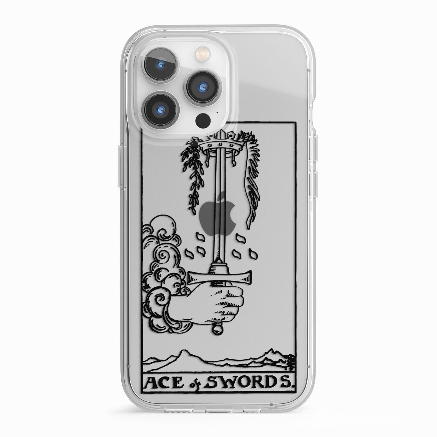 Ace of Swords Monochrome iPhone 13 Pro TPU Impact Case with White Edges