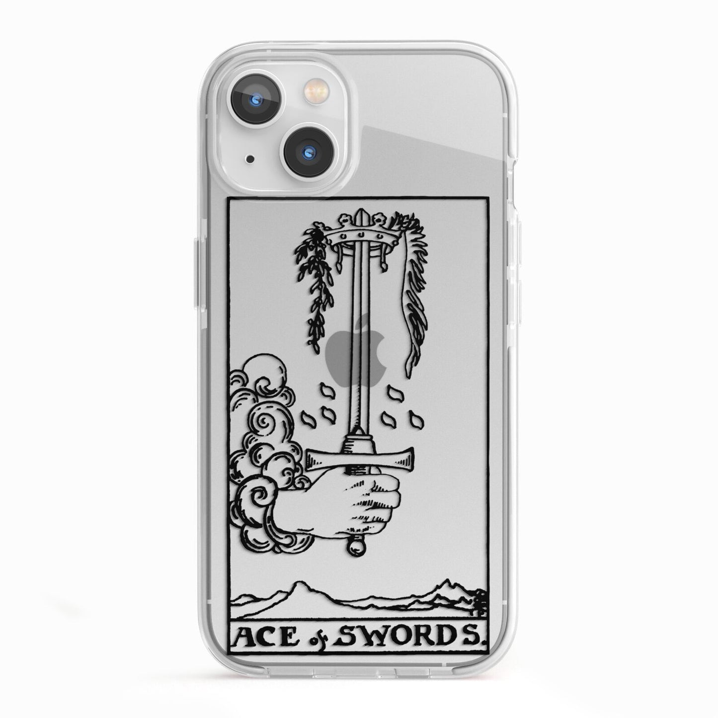 Ace of Swords Monochrome iPhone 13 TPU Impact Case with White Edges