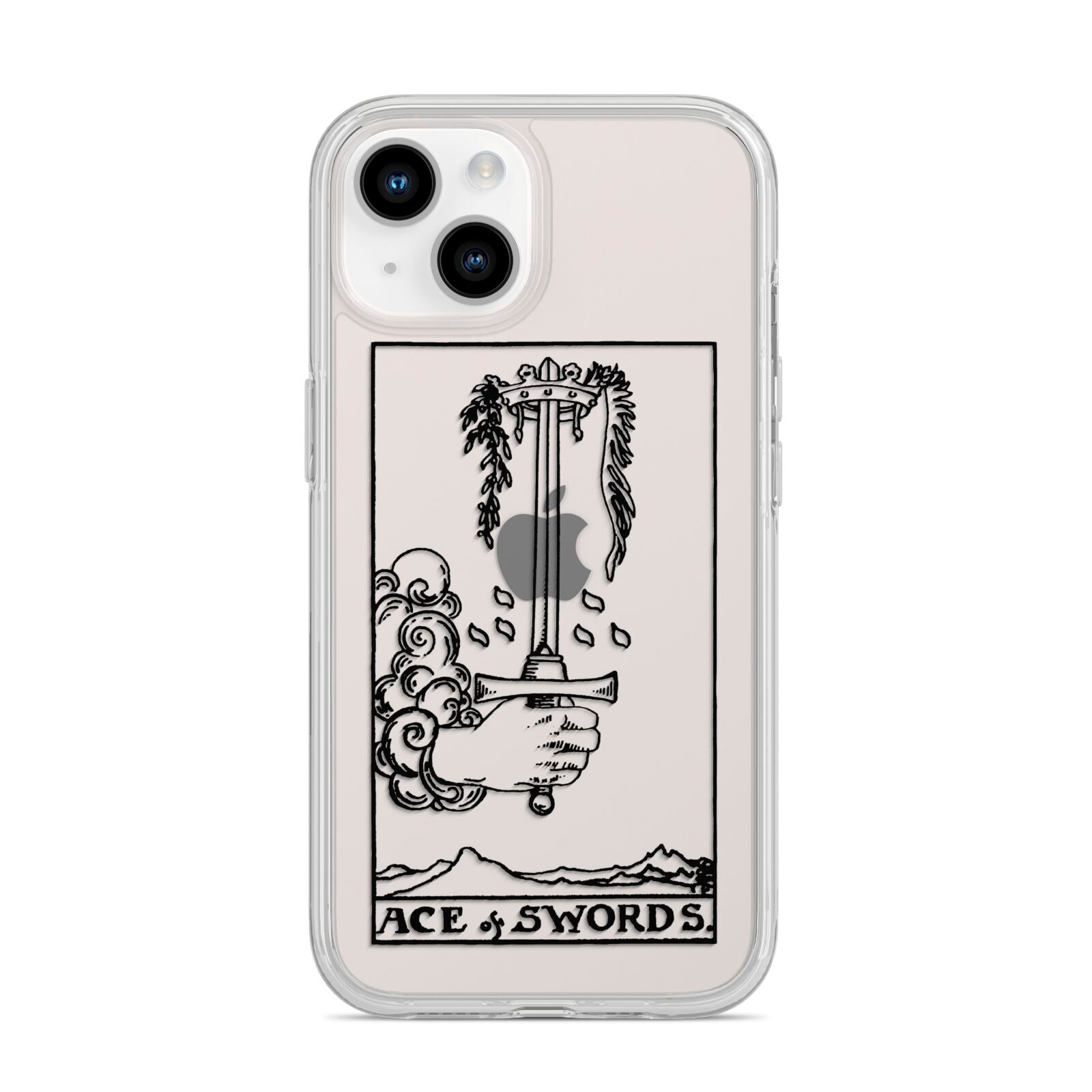 Ace of Swords Monochrome iPhone 14 Clear Tough Case Starlight
