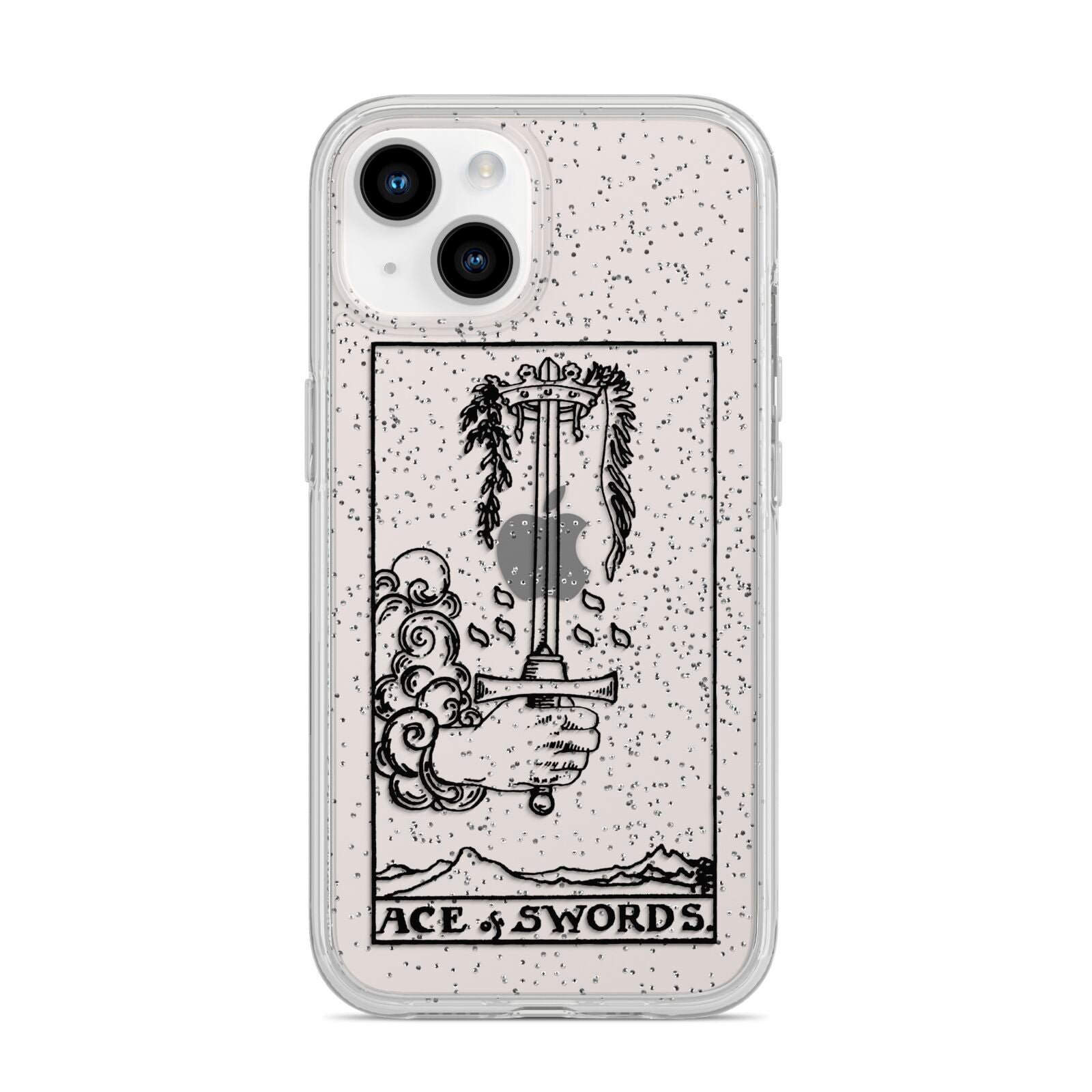 Ace of Swords Monochrome iPhone 14 Glitter Tough Case Starlight