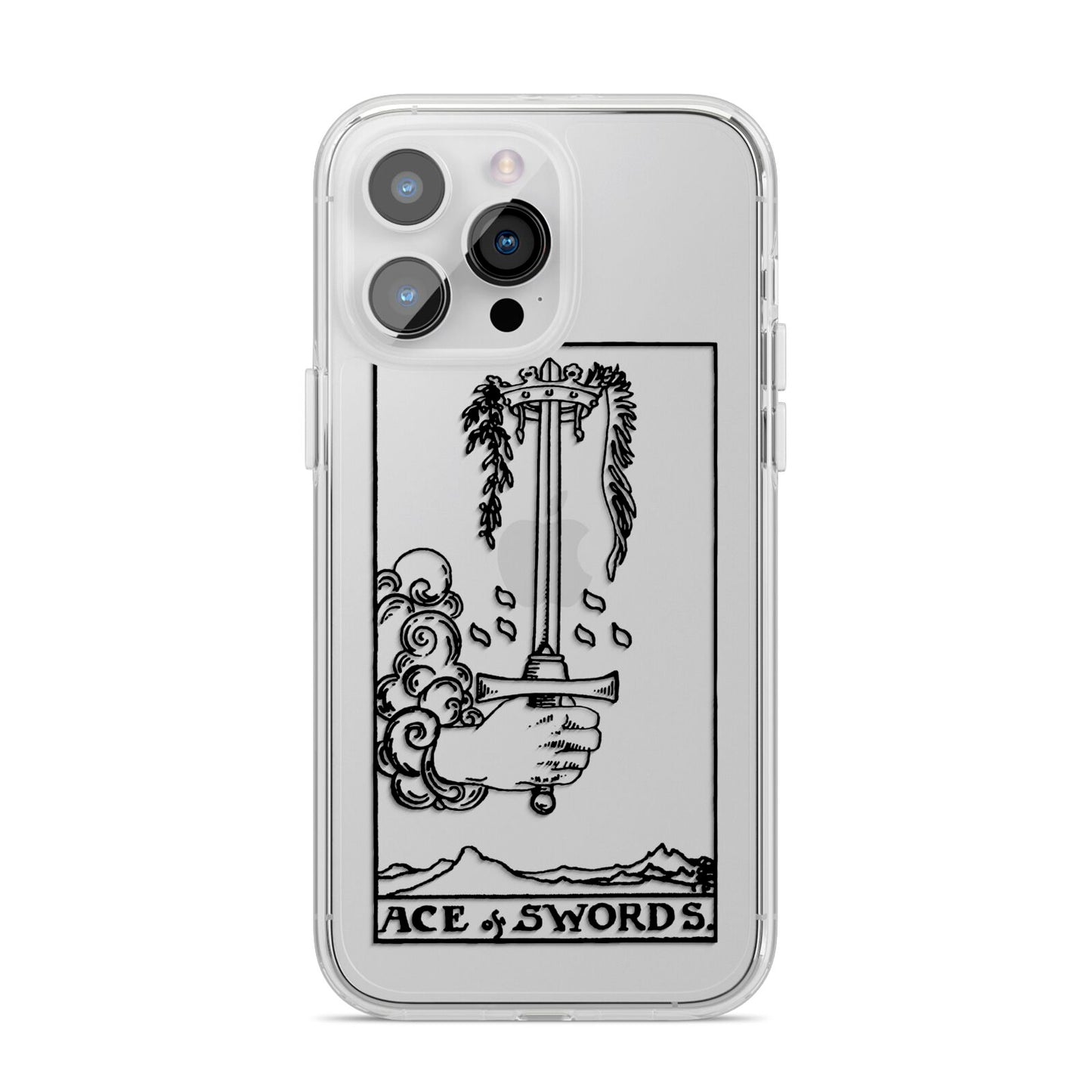 Ace of Swords Monochrome iPhone 14 Pro Max Clear Tough Case Silver