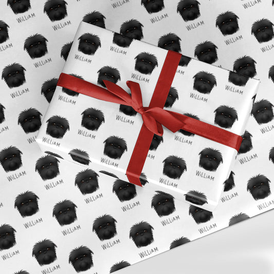 Affenpinscher Icon with Name Custom Wrapping Paper