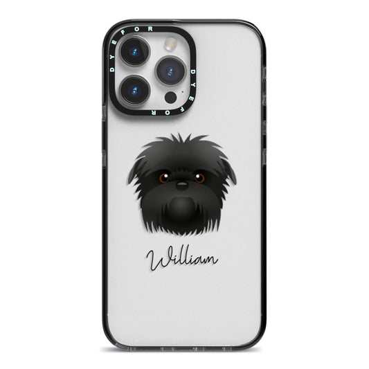Affenpinscher Personalised iPhone 14 Pro Max Black Impact Case on Silver phone
