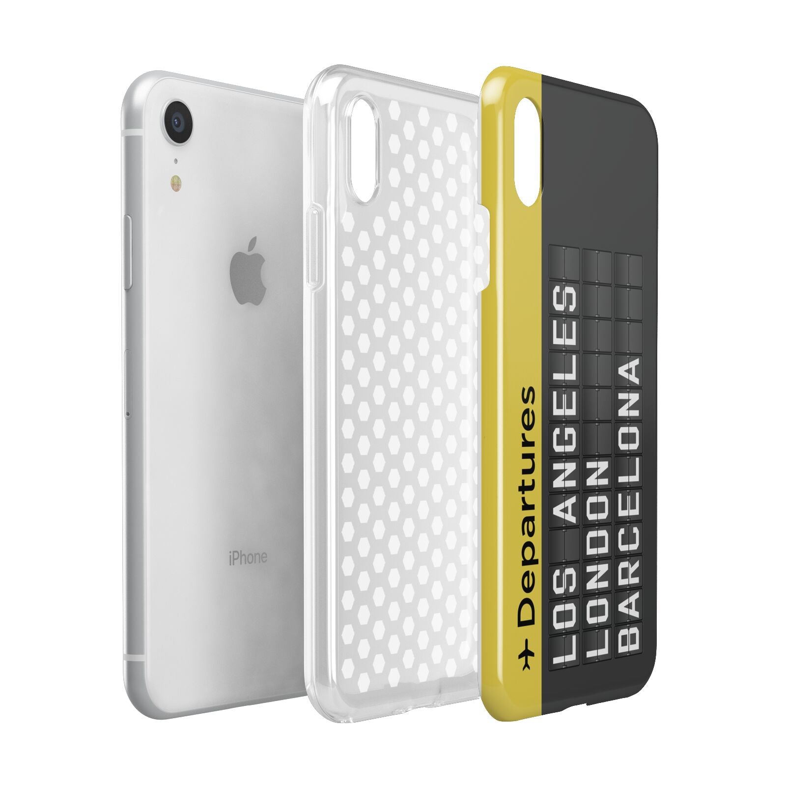 Airport Departures Board Apple iPhone XR White 3D Tough Case Expanded view