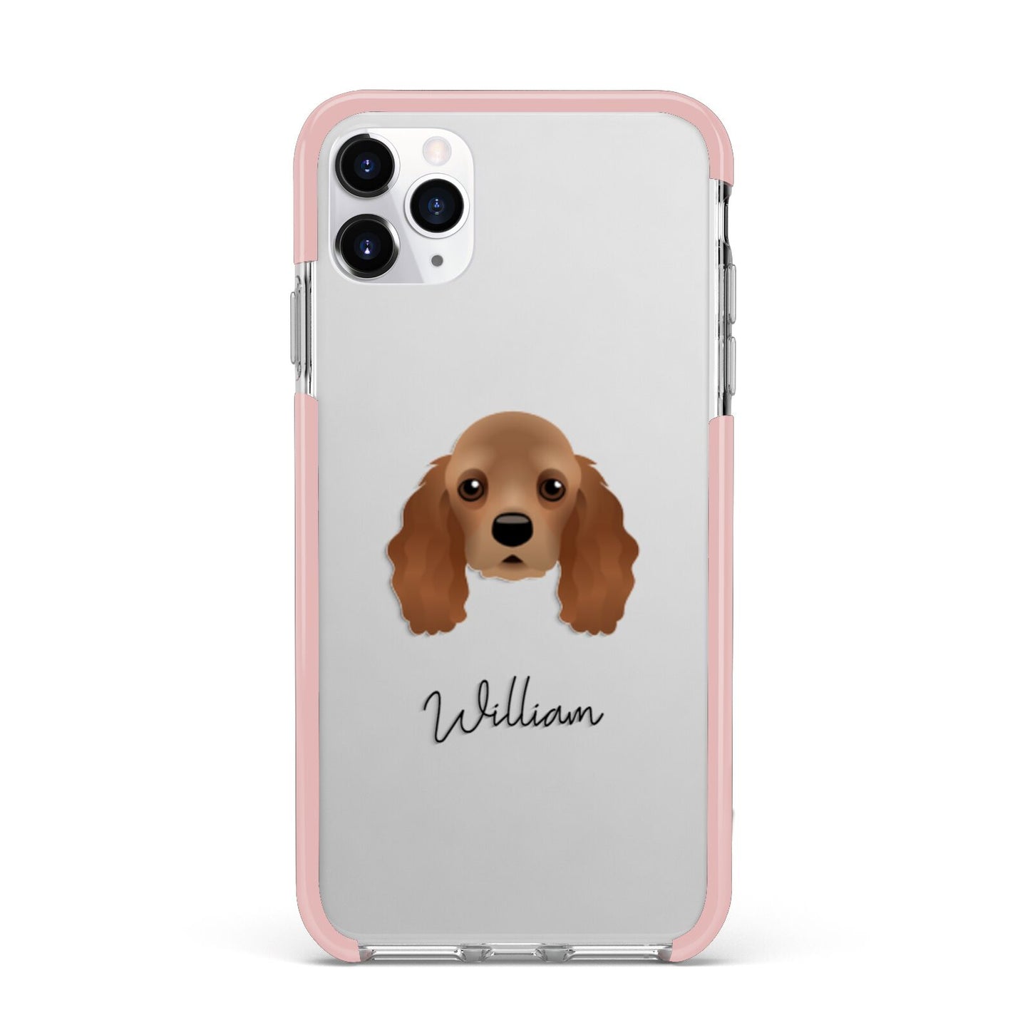 American Cocker Spaniel Personalised iPhone 11 Pro Max Impact Pink Edge Case
