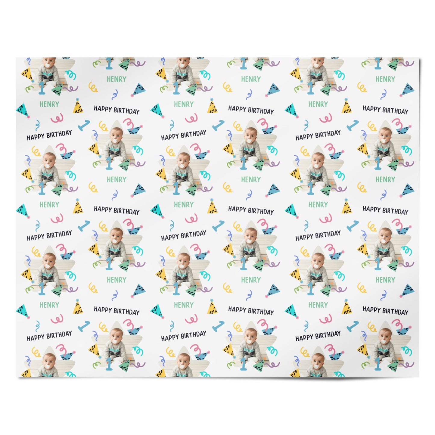 Any Age Happy Birthday Personalised Photo Personalised Wrapping Paper Alternative